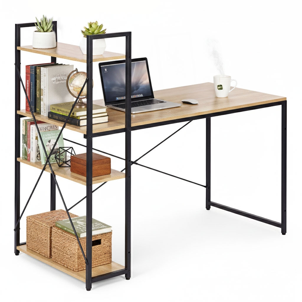 Scrivania per computer con ripiani, 120x60 cm MDF, stile loft