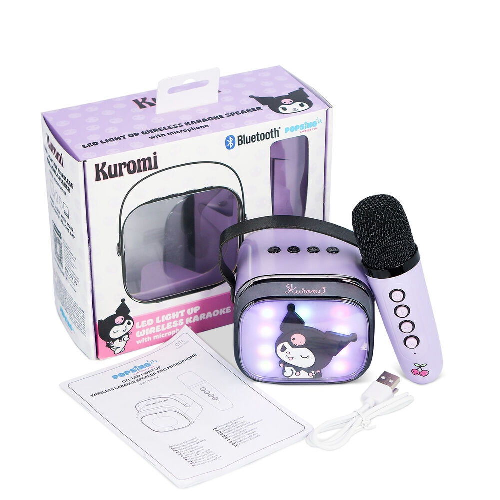 Caixa de som e microfone de karaokê LED Hello Kitty Kuromi