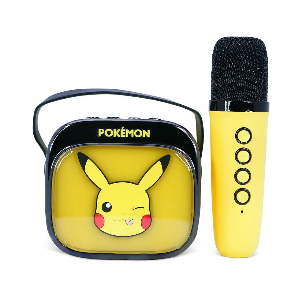 Caixa de som e microfone de karaokê com LED do Pikachu de Pokémon