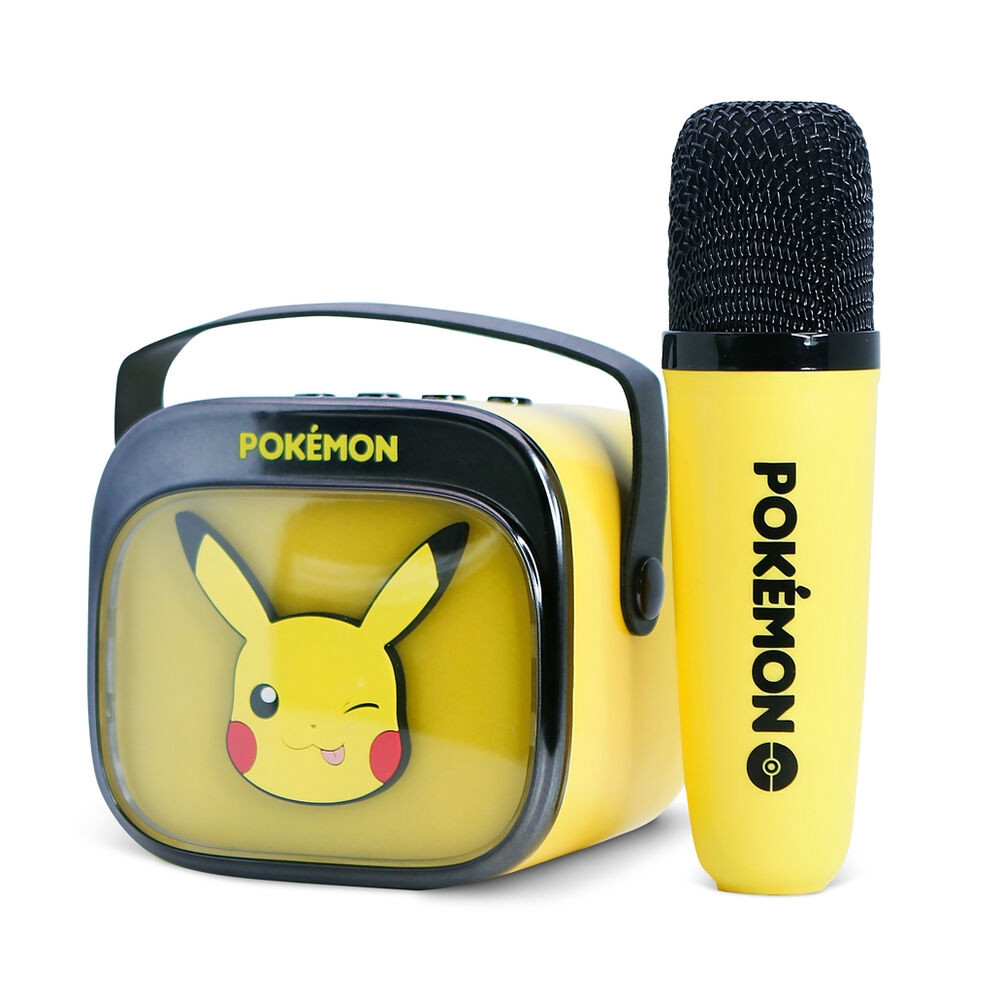 Caixa de som e microfone de karaokê com LED do Pikachu de Pokémon