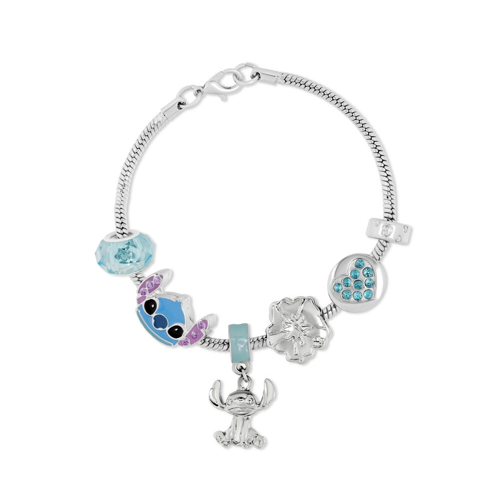 Pulseira prateada com pingente do Stitch da Disney