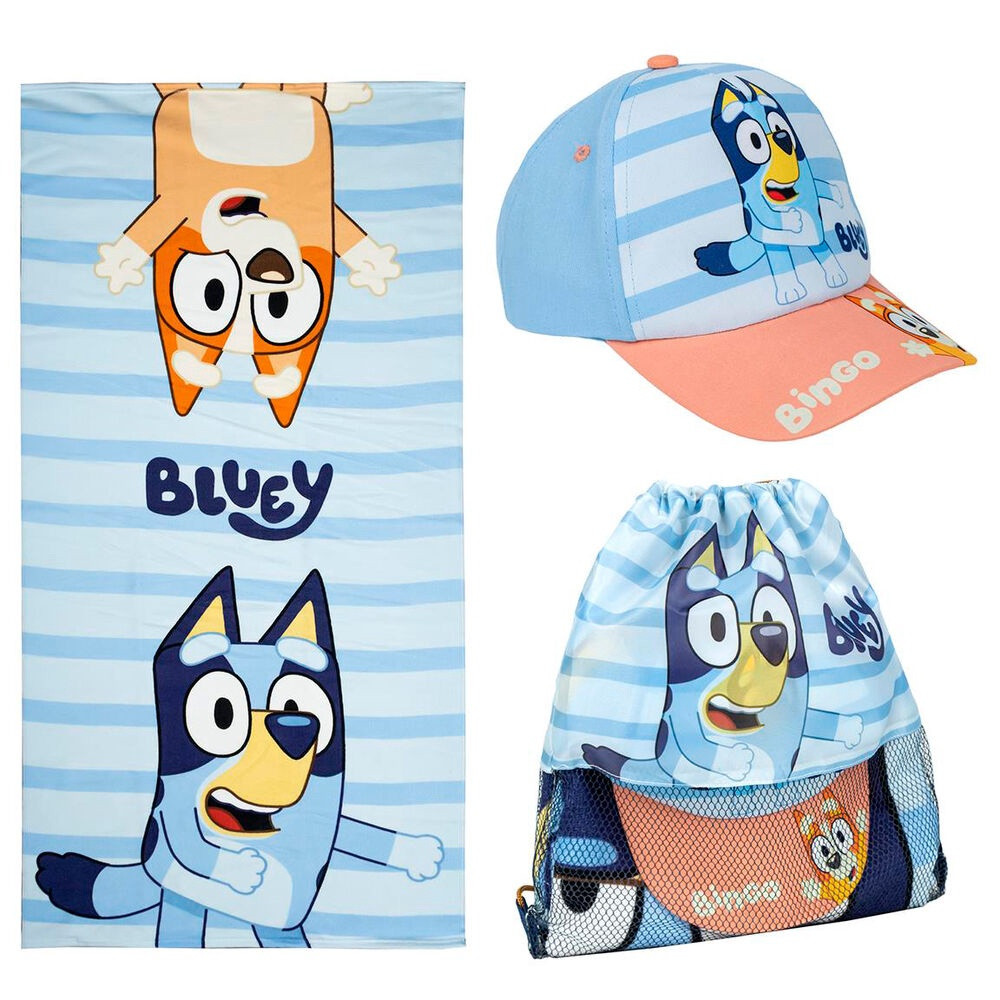 Bluey set towel + bag + cap