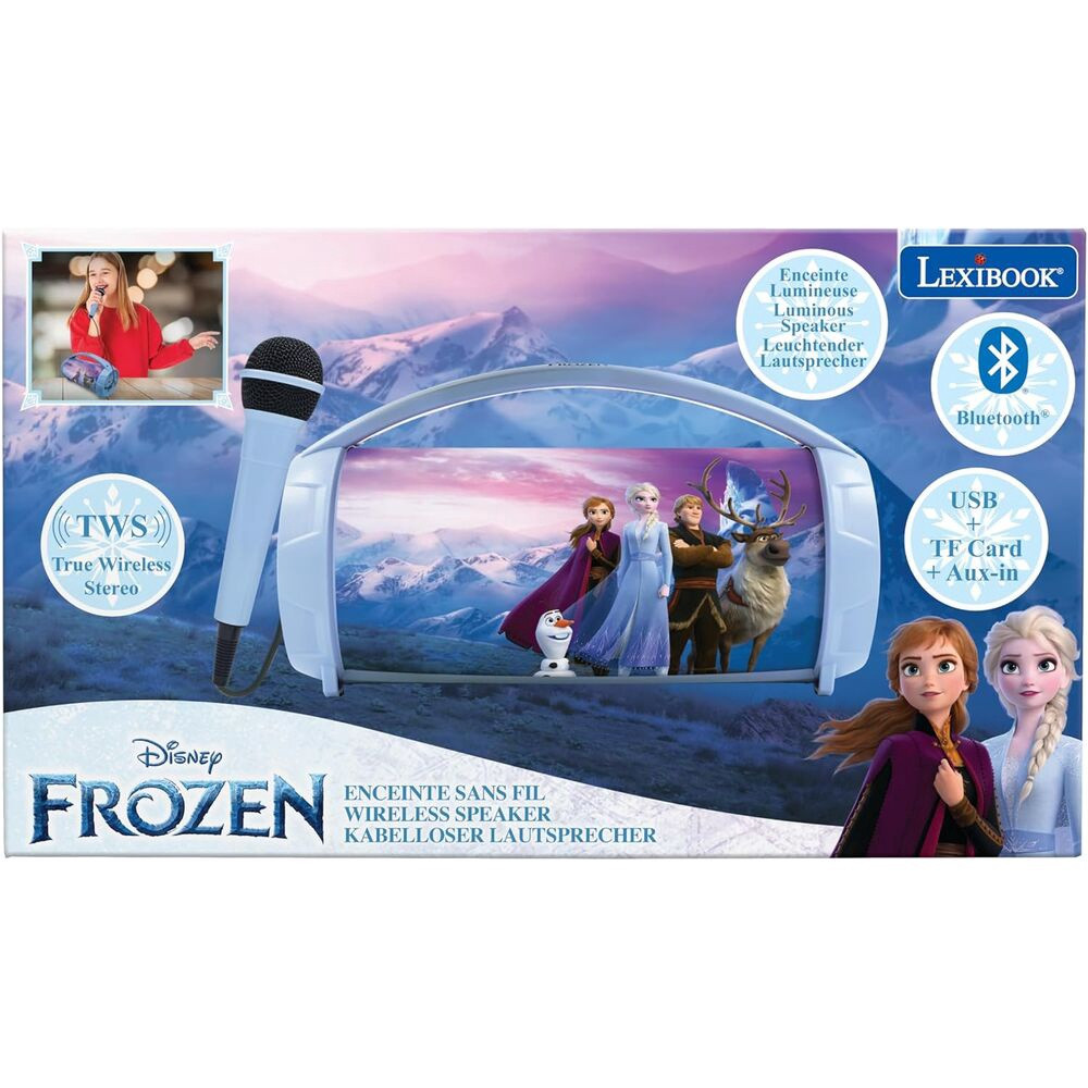 Caixa de som Disney Frozen com microfone Bluetooth