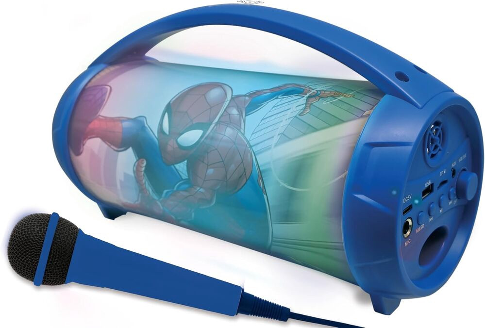 Caixa de som Marvel Homem-Aranha com microfone Bluetooth