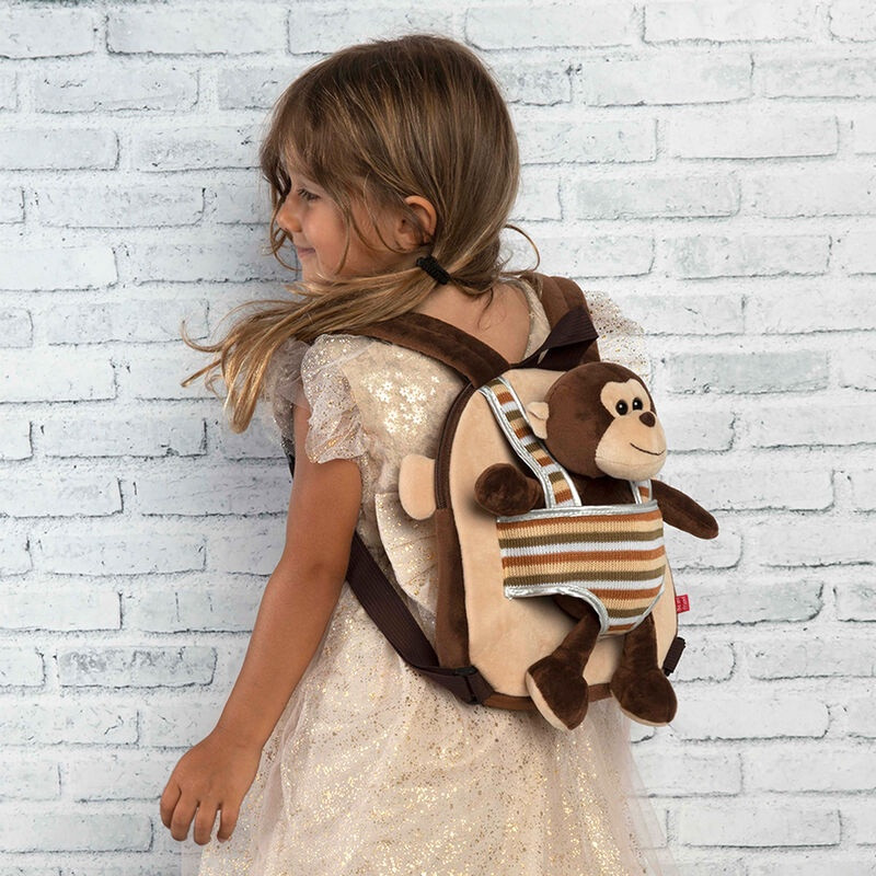 Max Monkey Wenderucksack mit Plüschtier, 25 cm