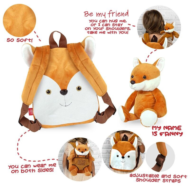 Fuchs-Rucksack mit Plüschtier, 26 cm