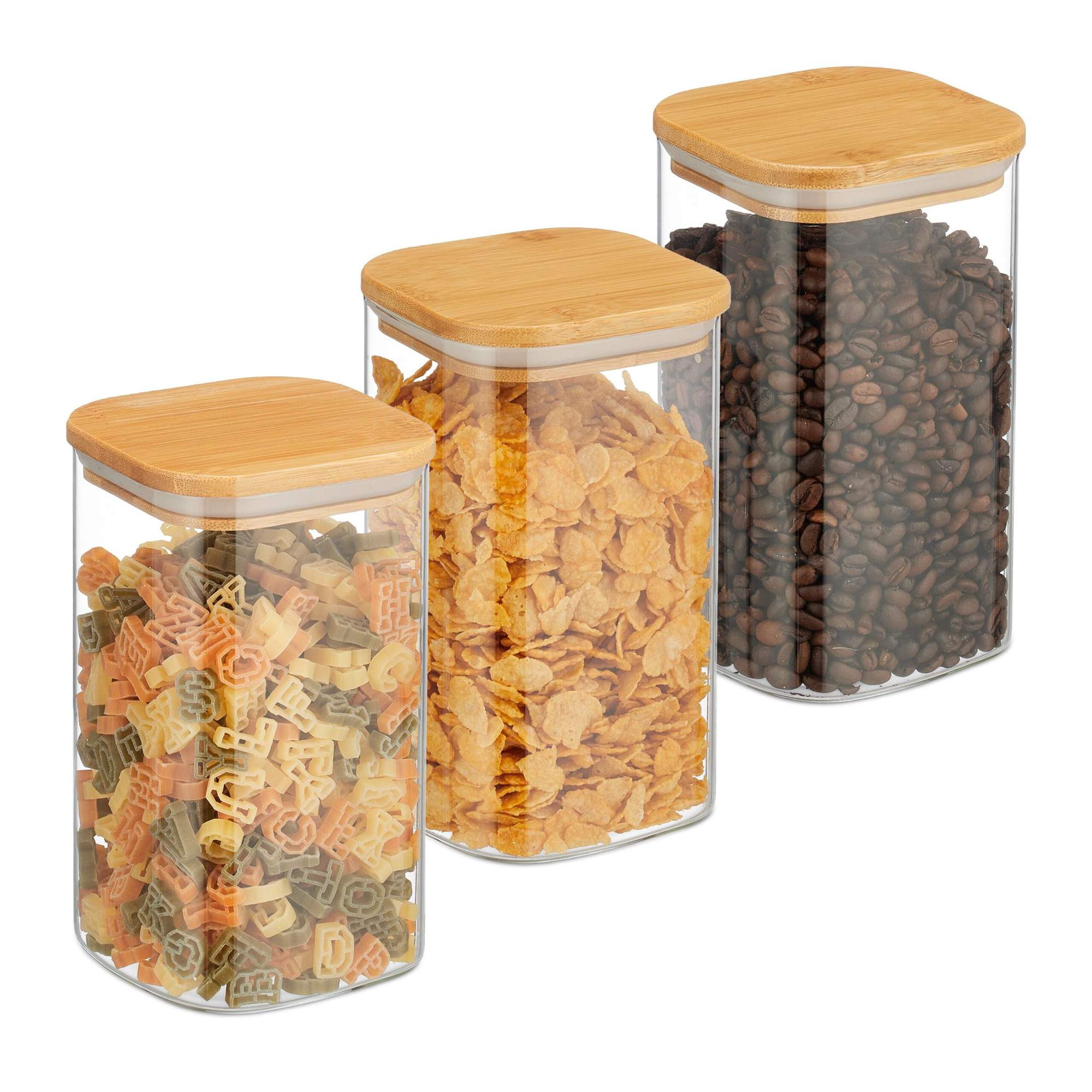 3er-Set Vorratsgläser mit Deckel 1200 ml