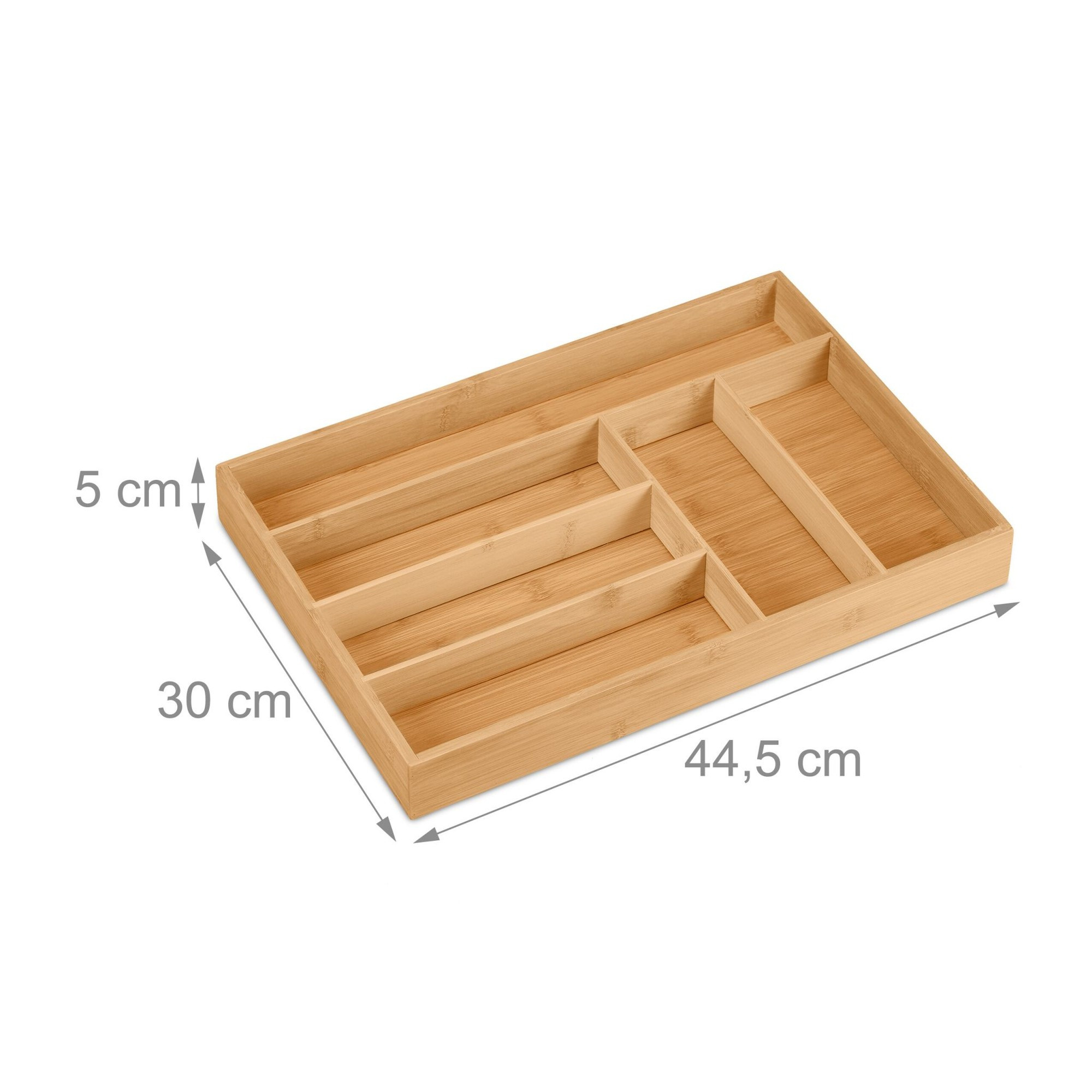 Bandeja de talheres de bambu com 6 compartimentos