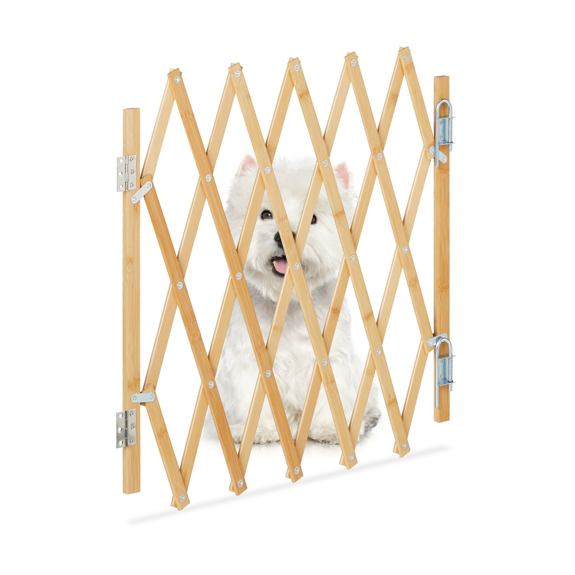 Barrera extensible de bambú para perros