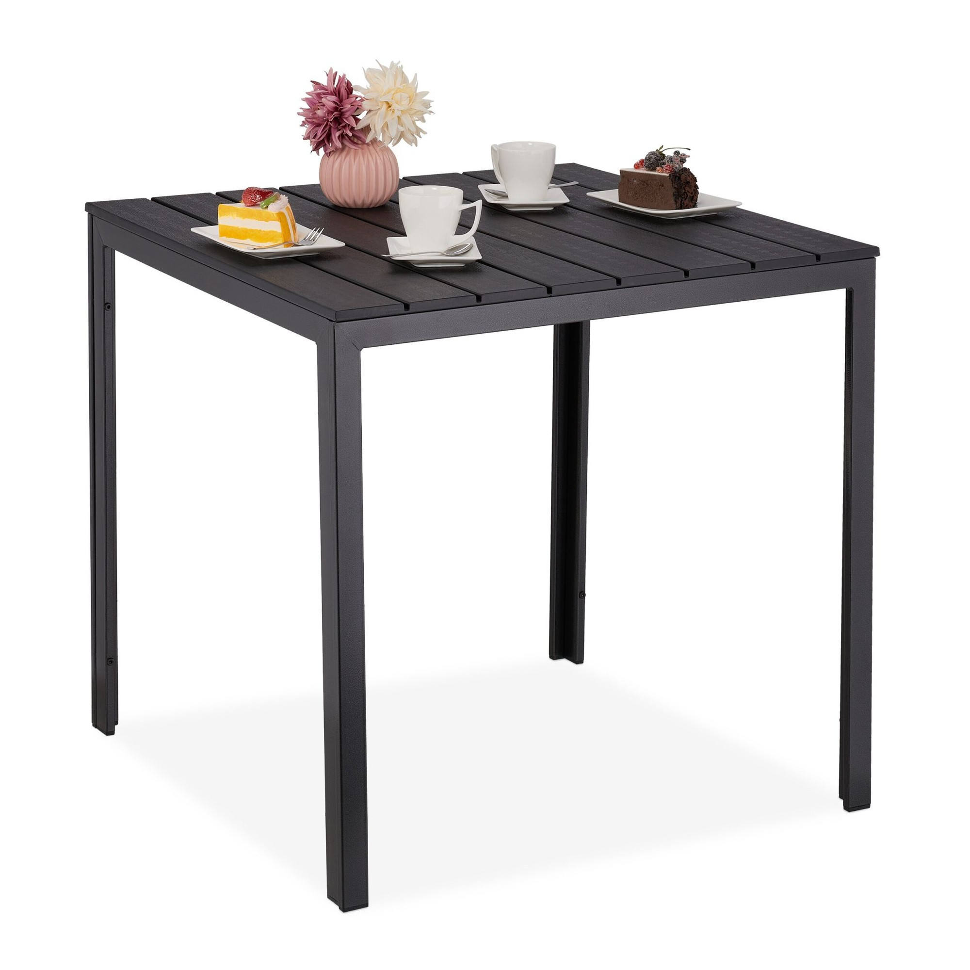 Table de jardin carrée aspect bois