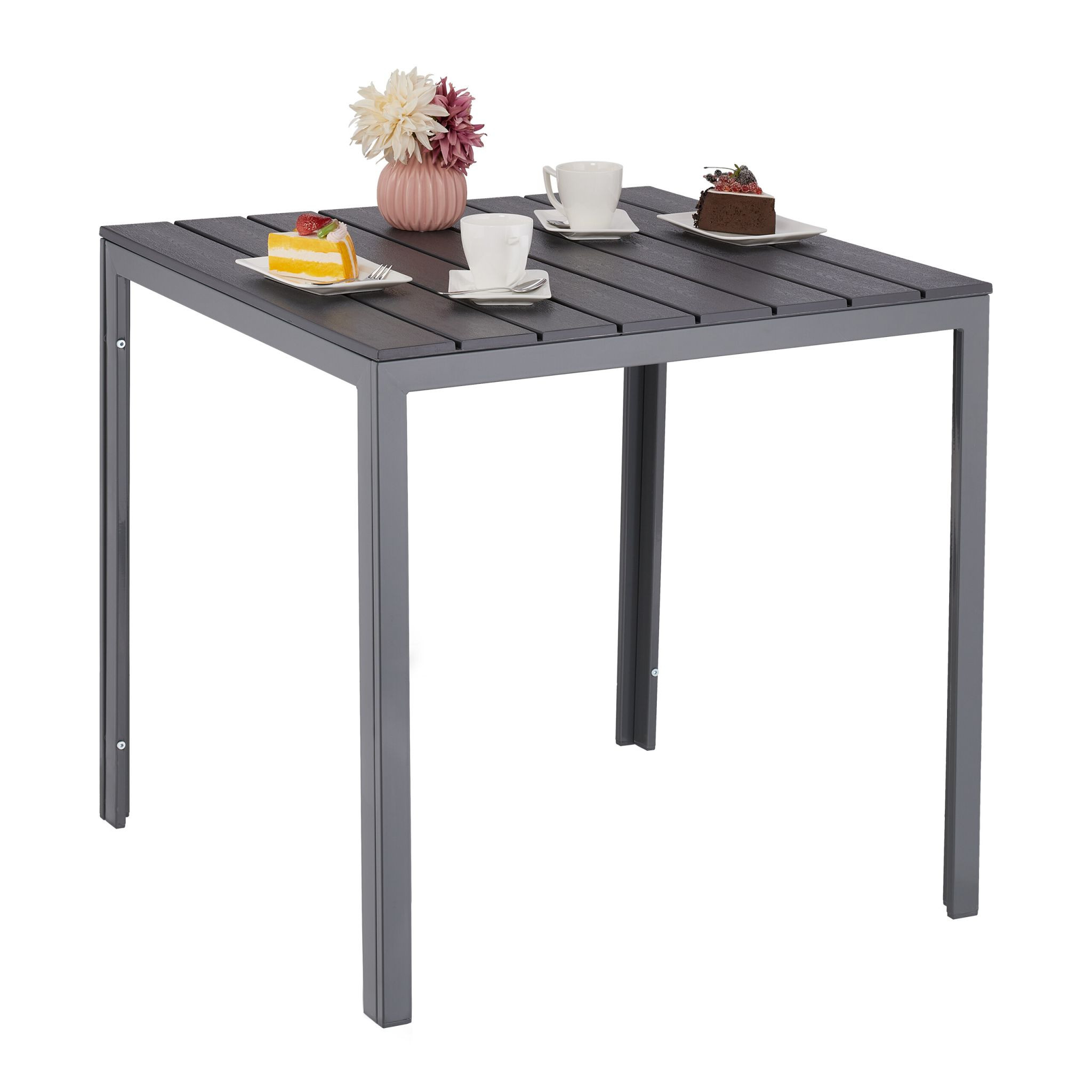 Table de jardin carrée aspect bois