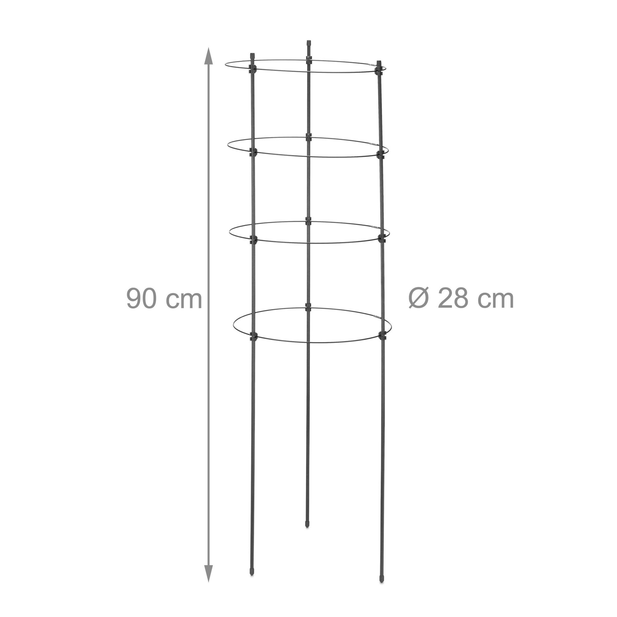 2x supporti per piante con anelli, 90 cm