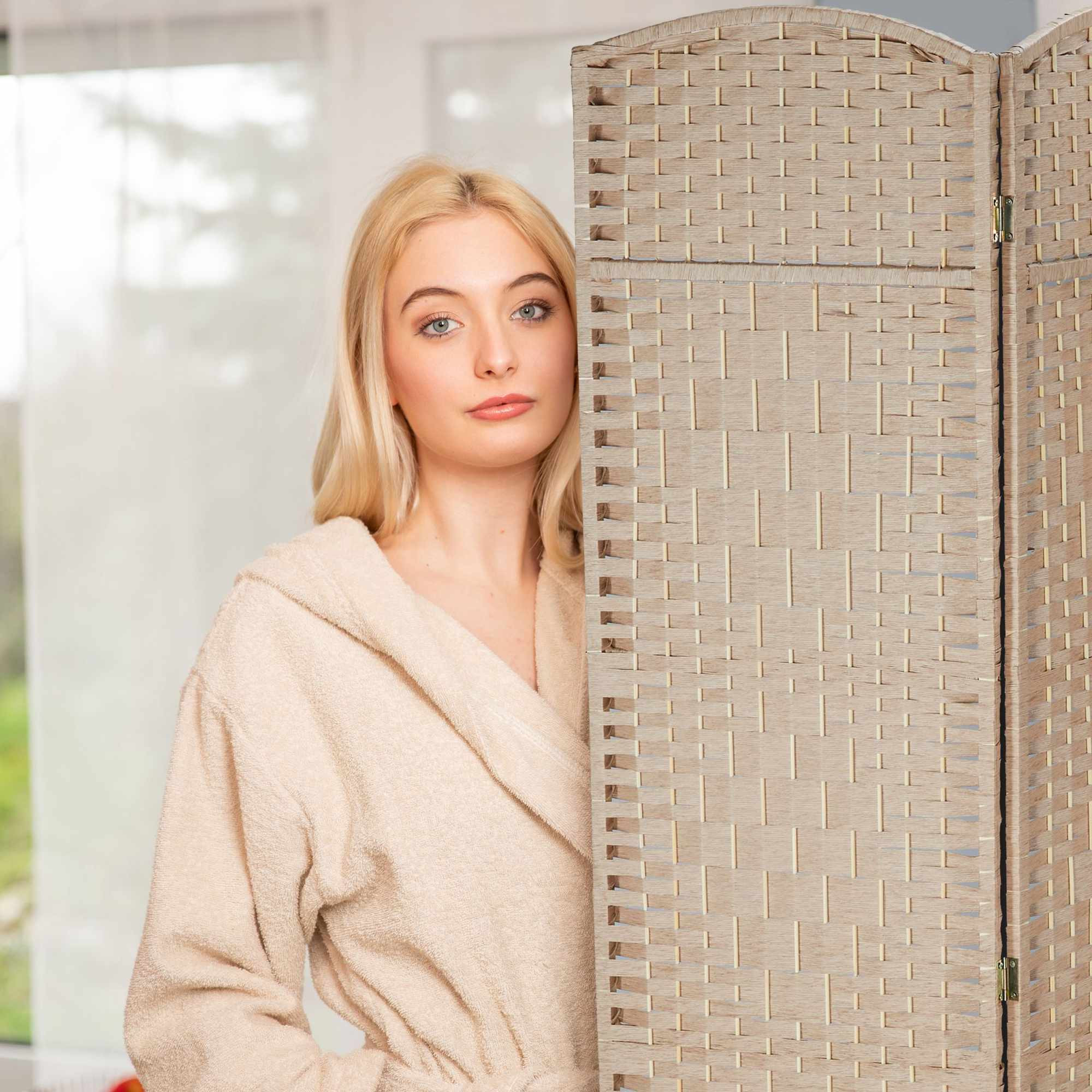 4-Panel Folding Screen in Natural Colour