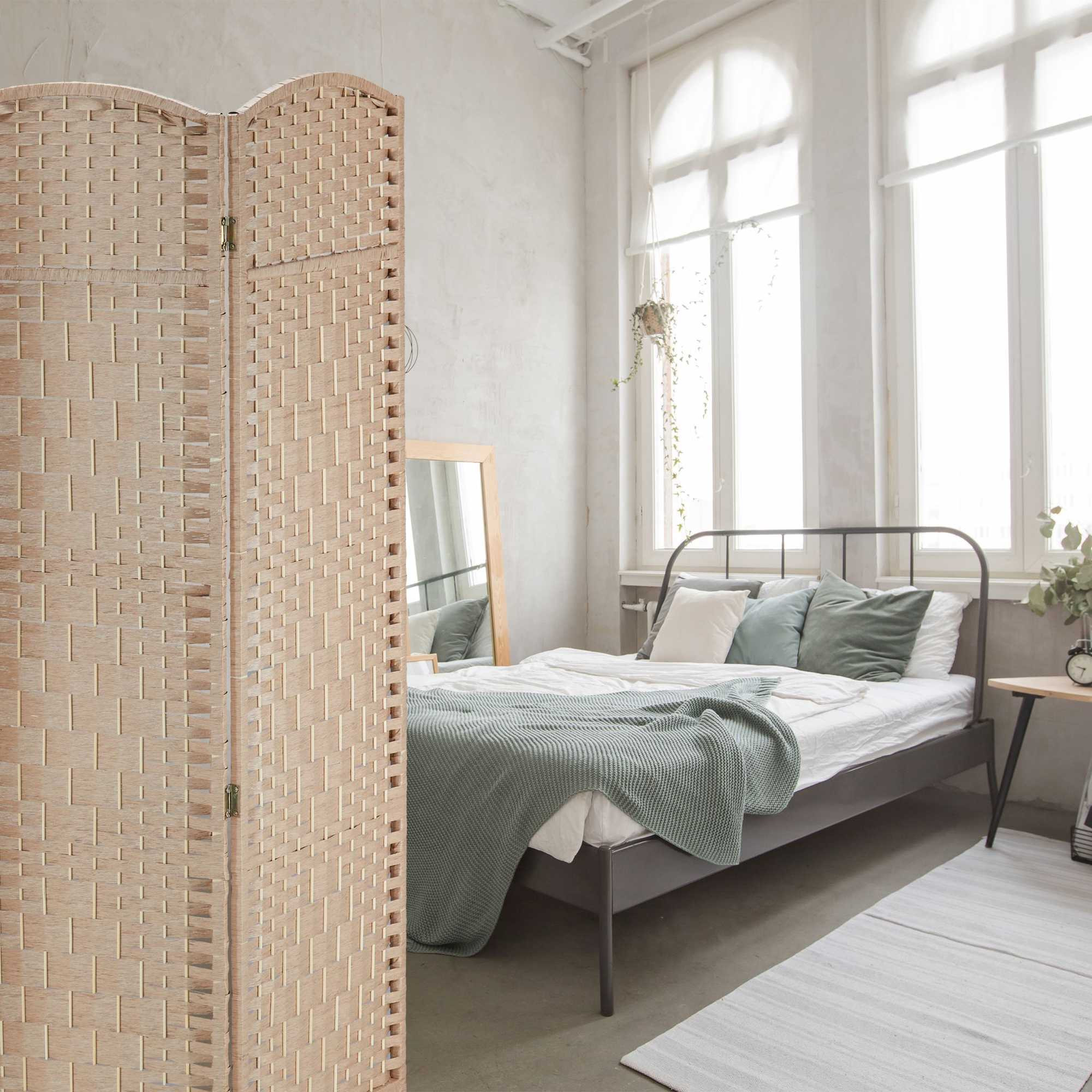 4-Panel Folding Screen in Natural Colour