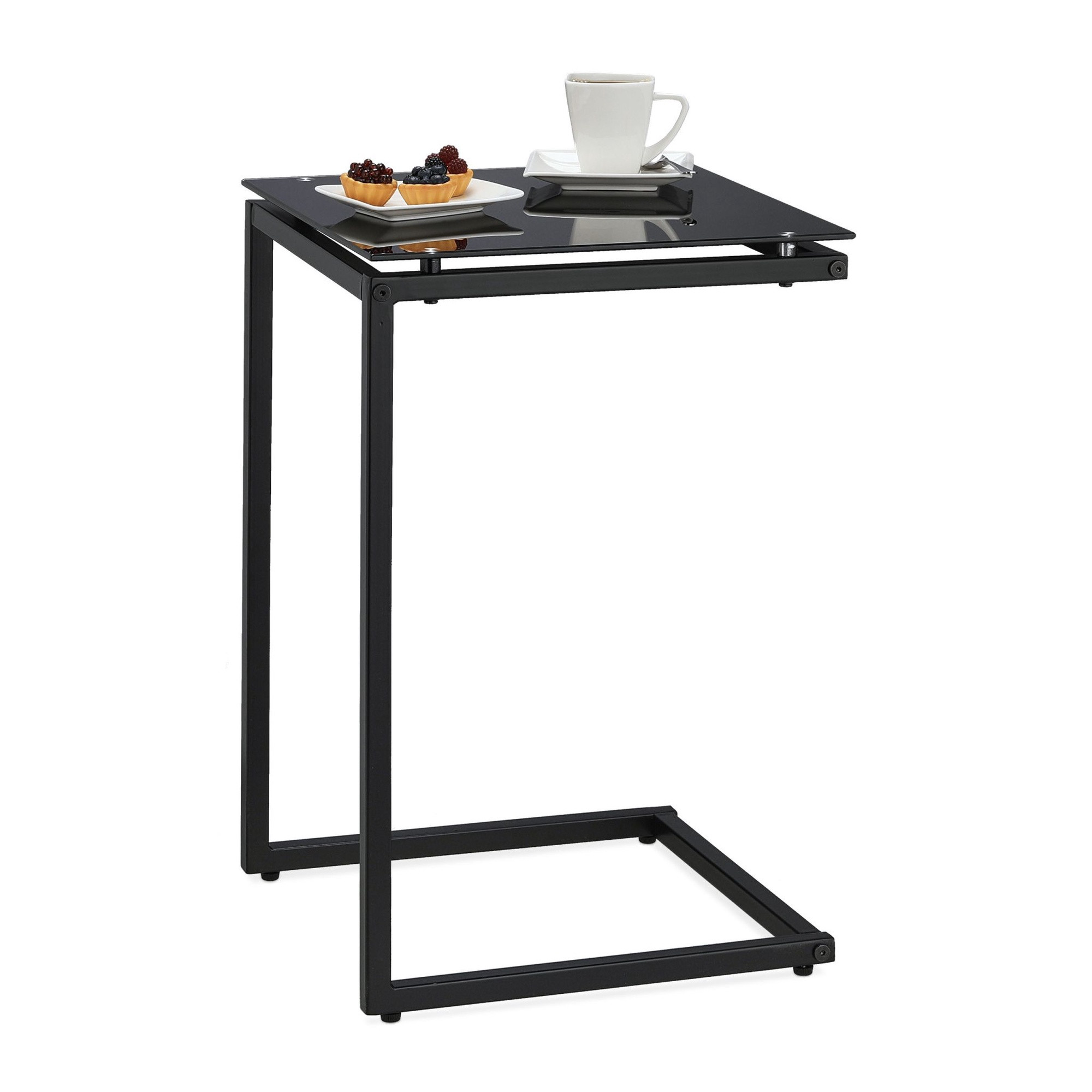 Table d'appoint noire en forme de C