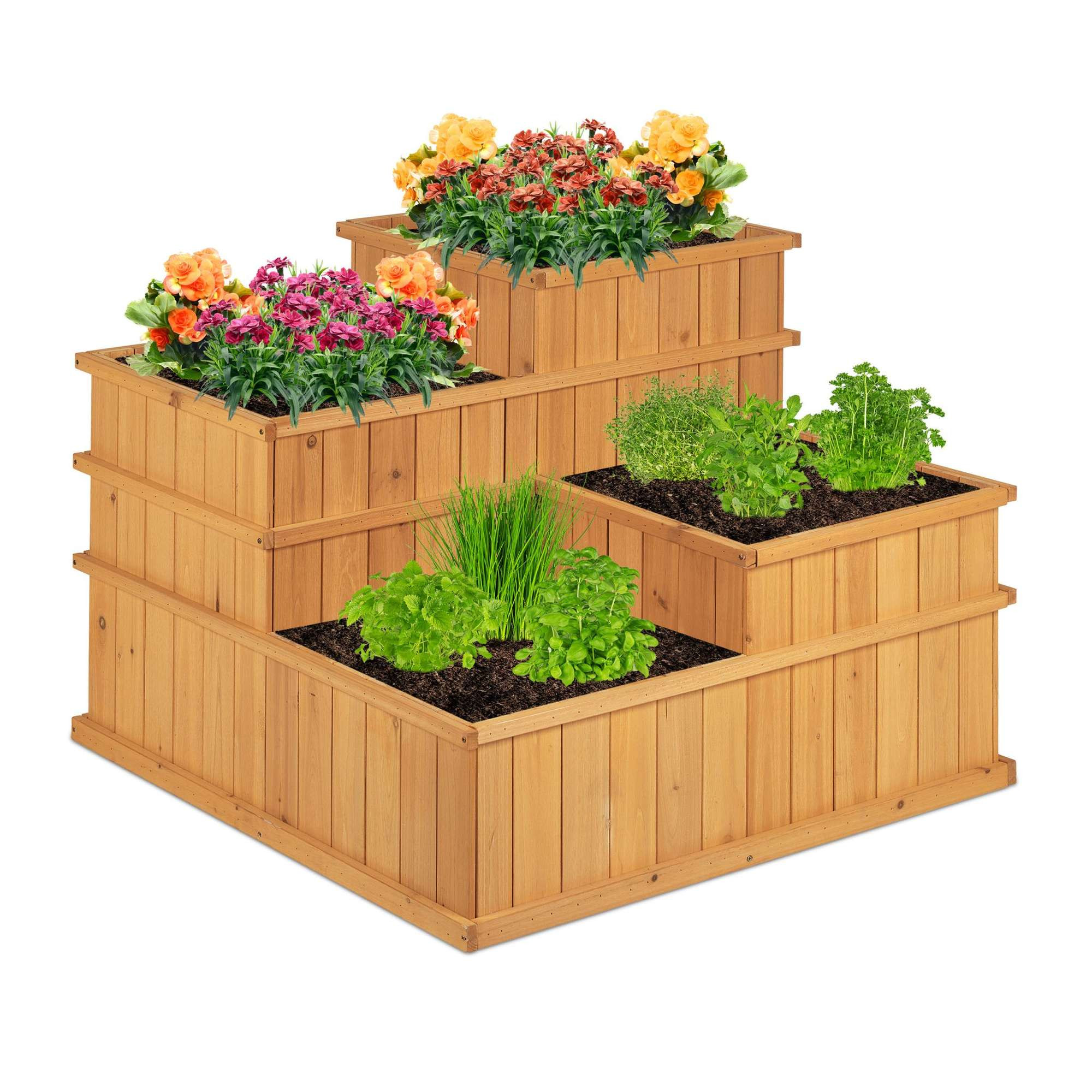 Macizo de flores elevado de 4 niveles