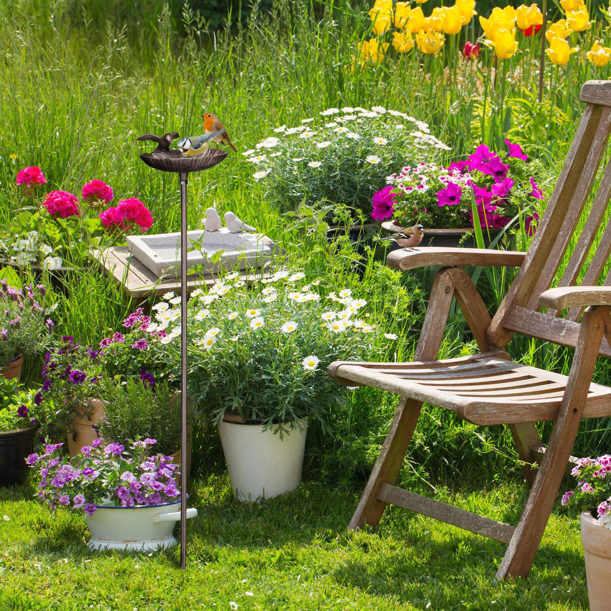 Cast-Iron Bird Bath with Stake