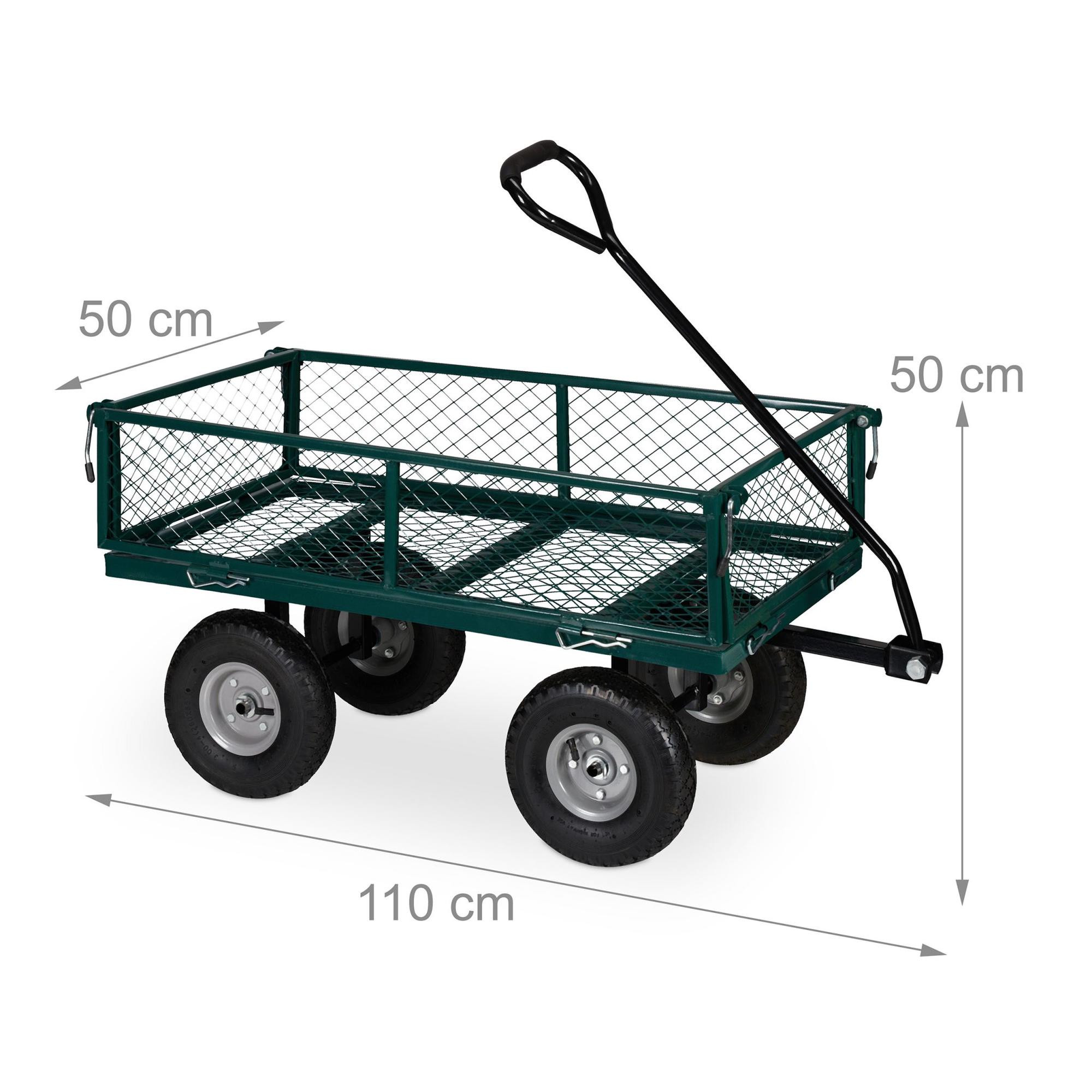 Chariot robuste vert avec côtés rabattables