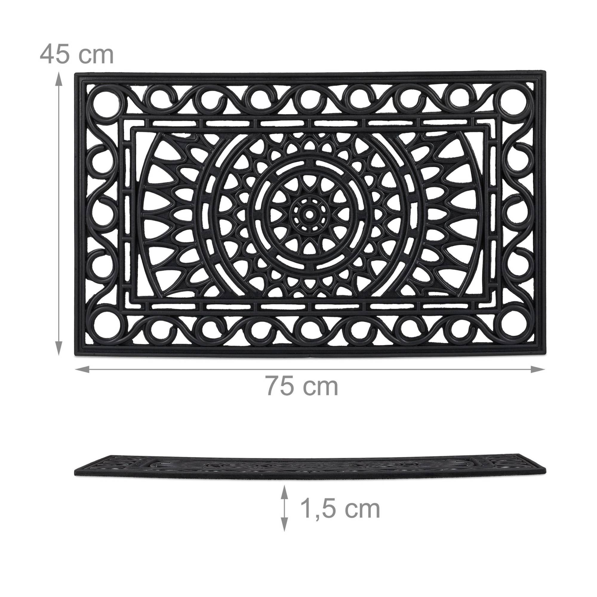 Felpudo rectangular de goma con aspecto de hierro