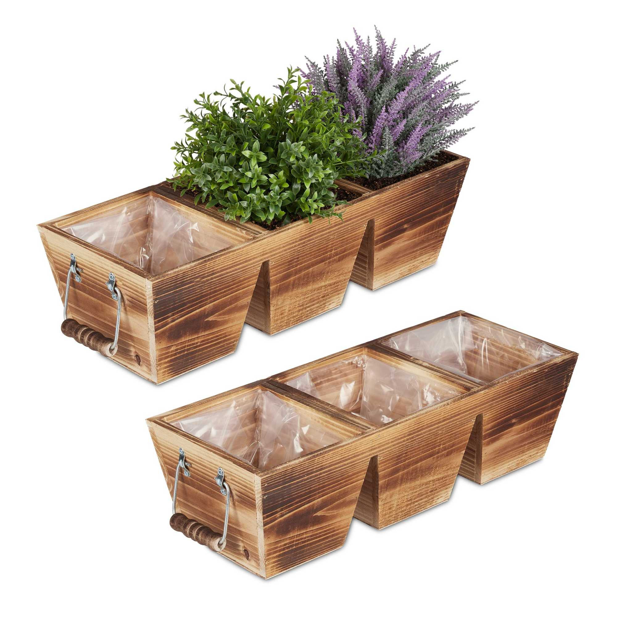 Pot de fleurs en bois à 3 sections