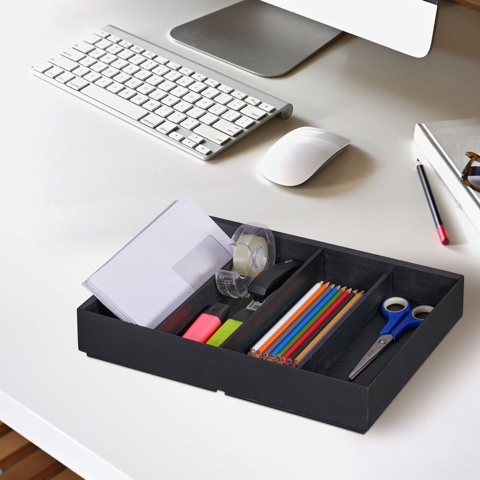 Stapelbare bamboe bureau organizer