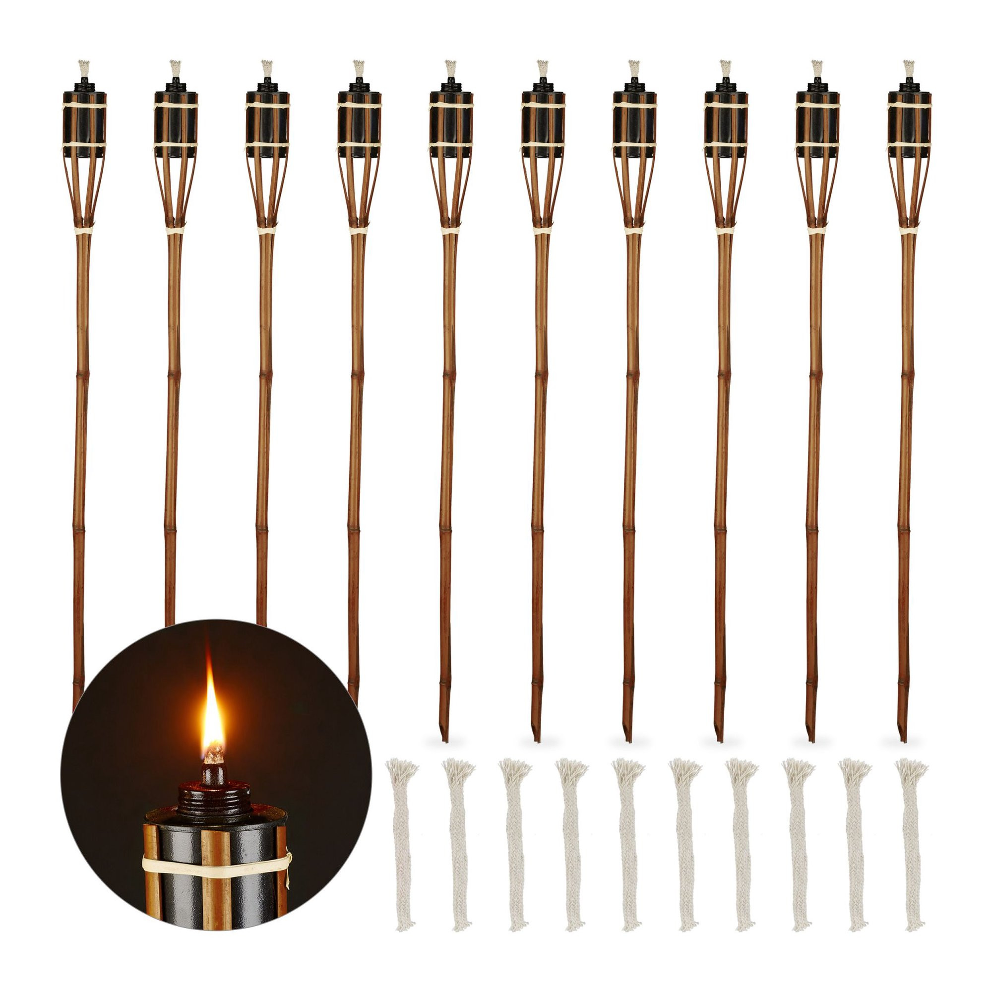 Pacote com 10 tochas de jardim de bambu marrom