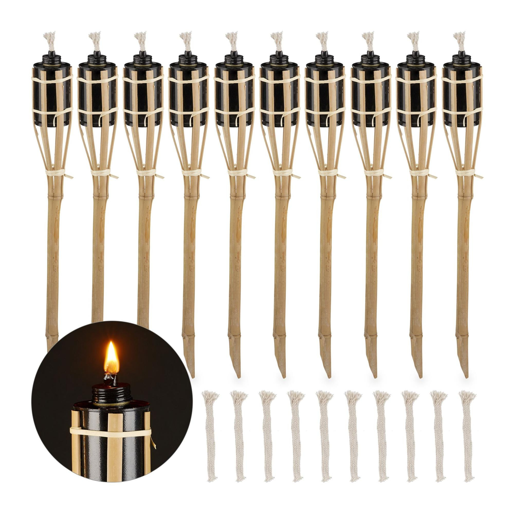 Pacote com 10 tochas de bambu para jardim