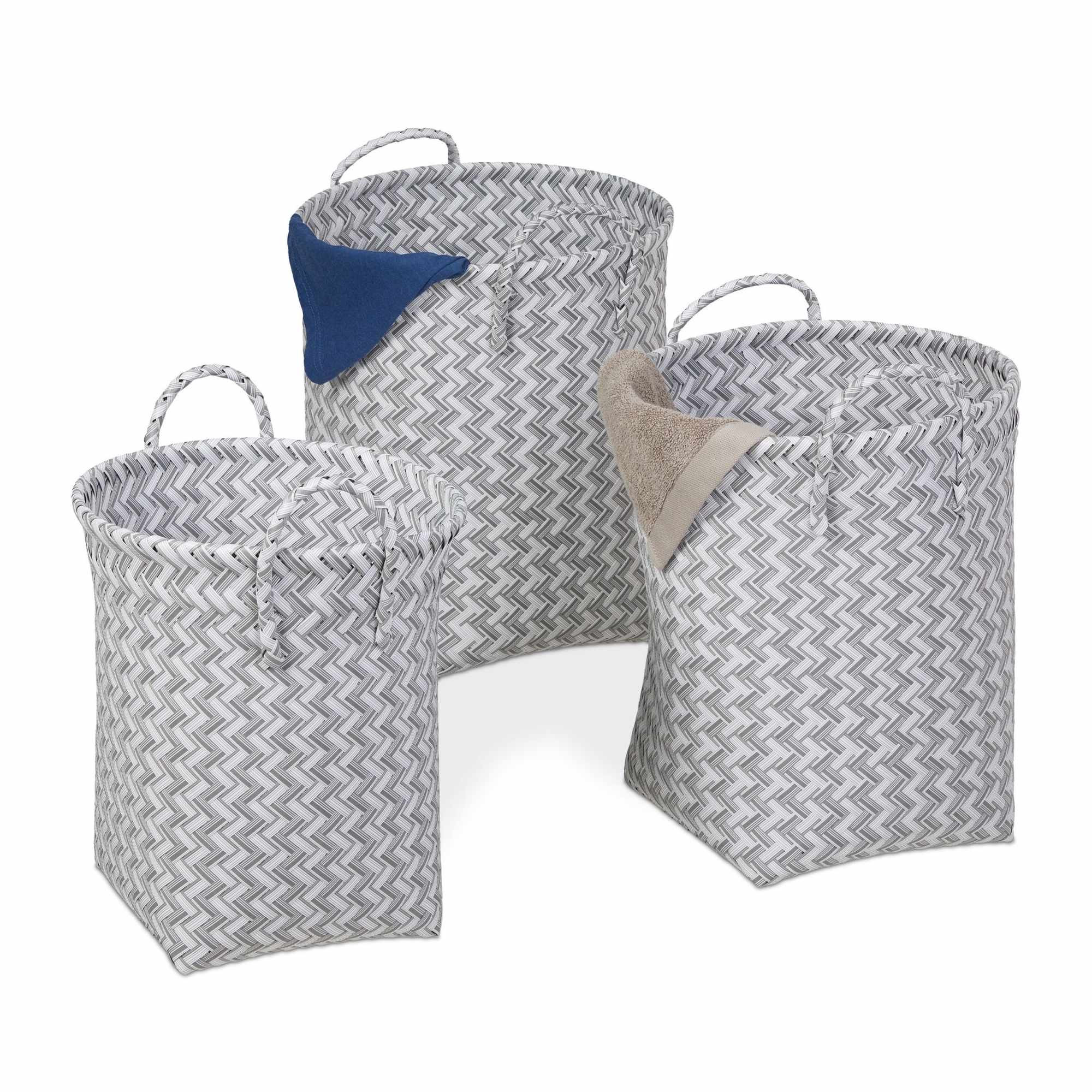 Conjunto de 3 cestos de roupa de tecido