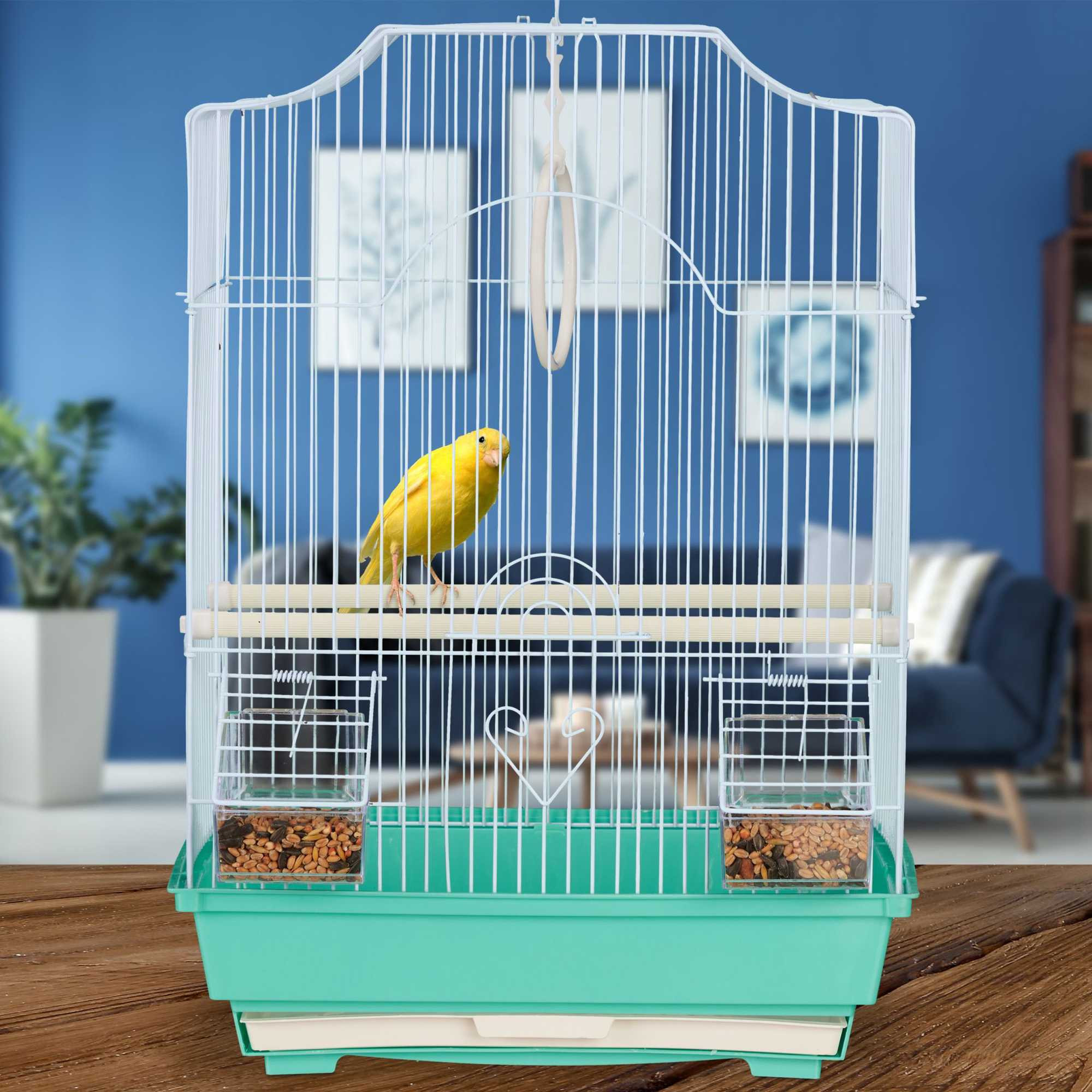 Jaula para pájaros con perchas