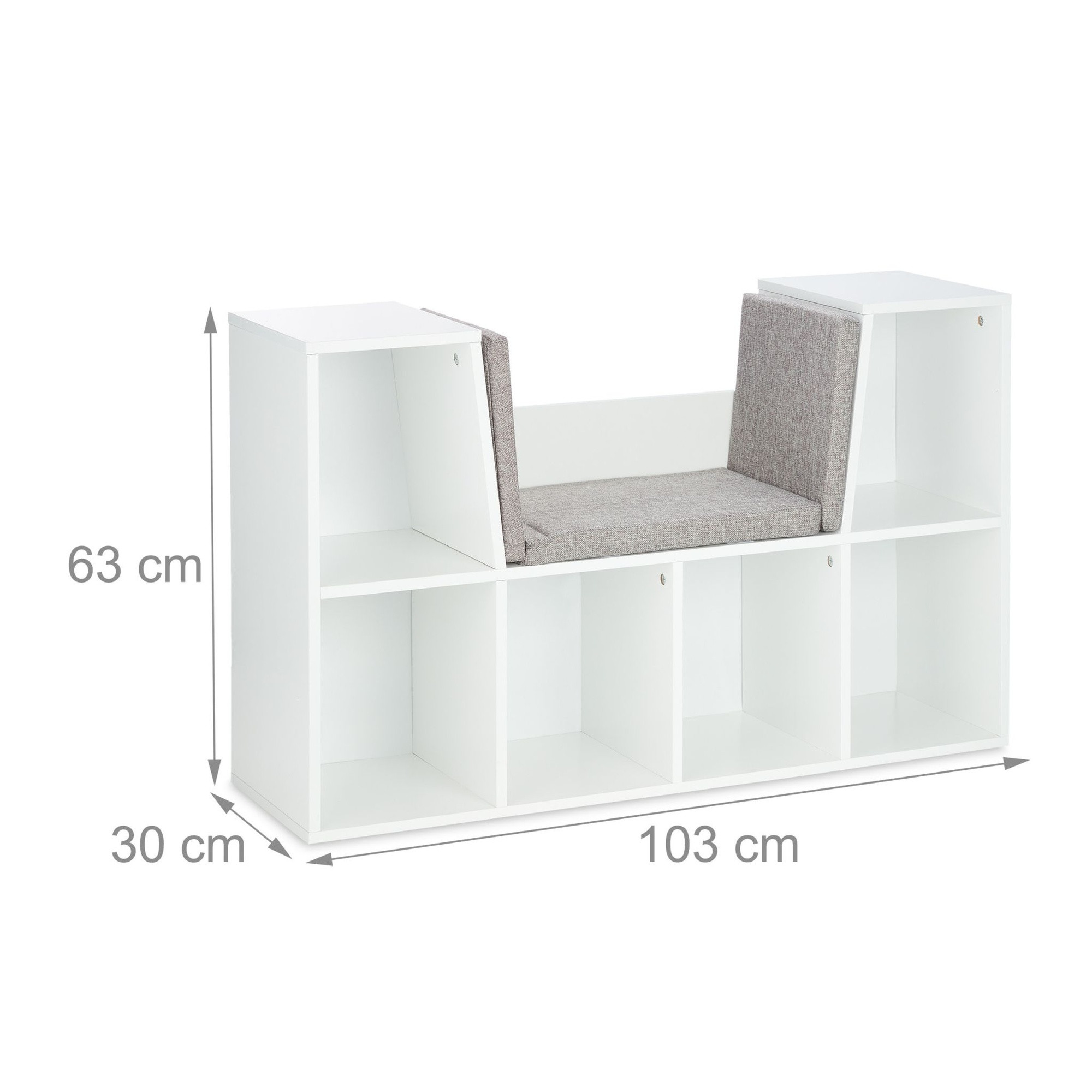Estante com almofada de assento