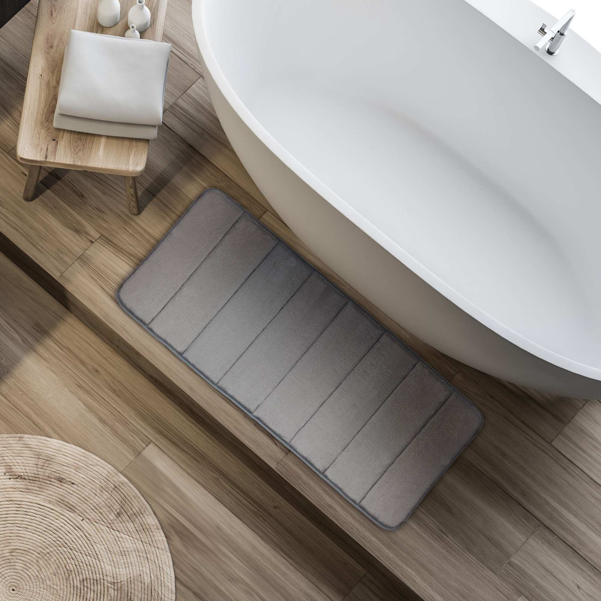 Graue Badematte aus Memory-Schaum