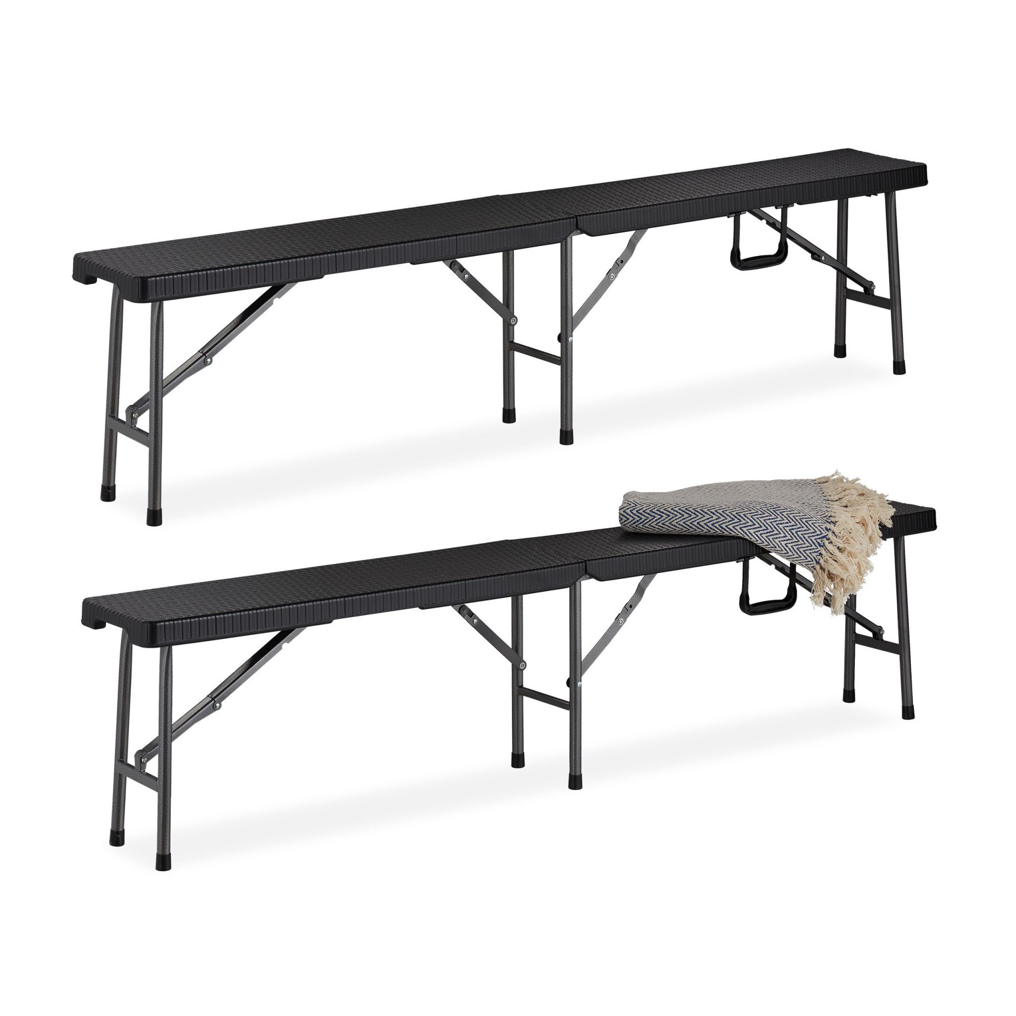 2x Bancs pliants noirs