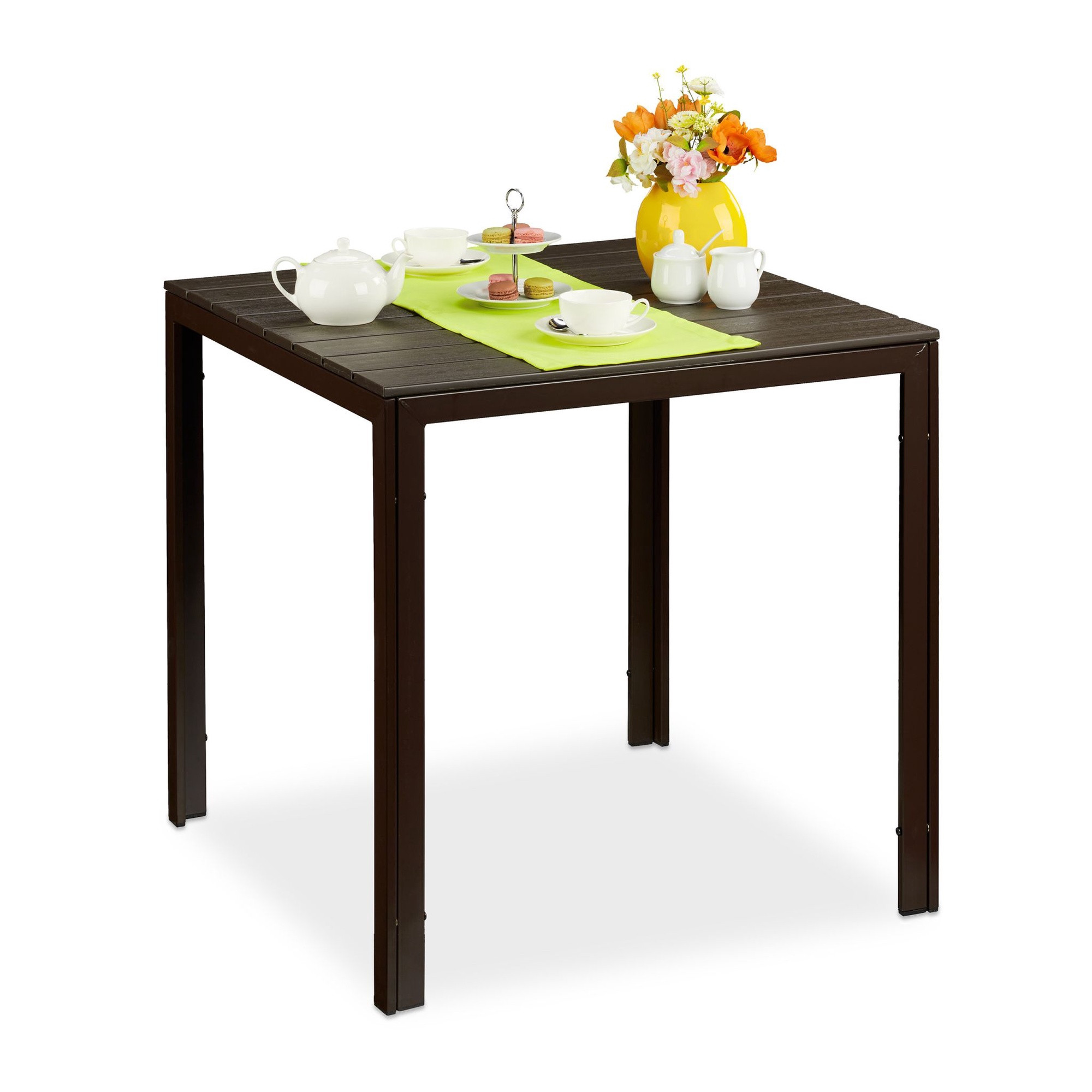 Table de jardin carrée effet bois
