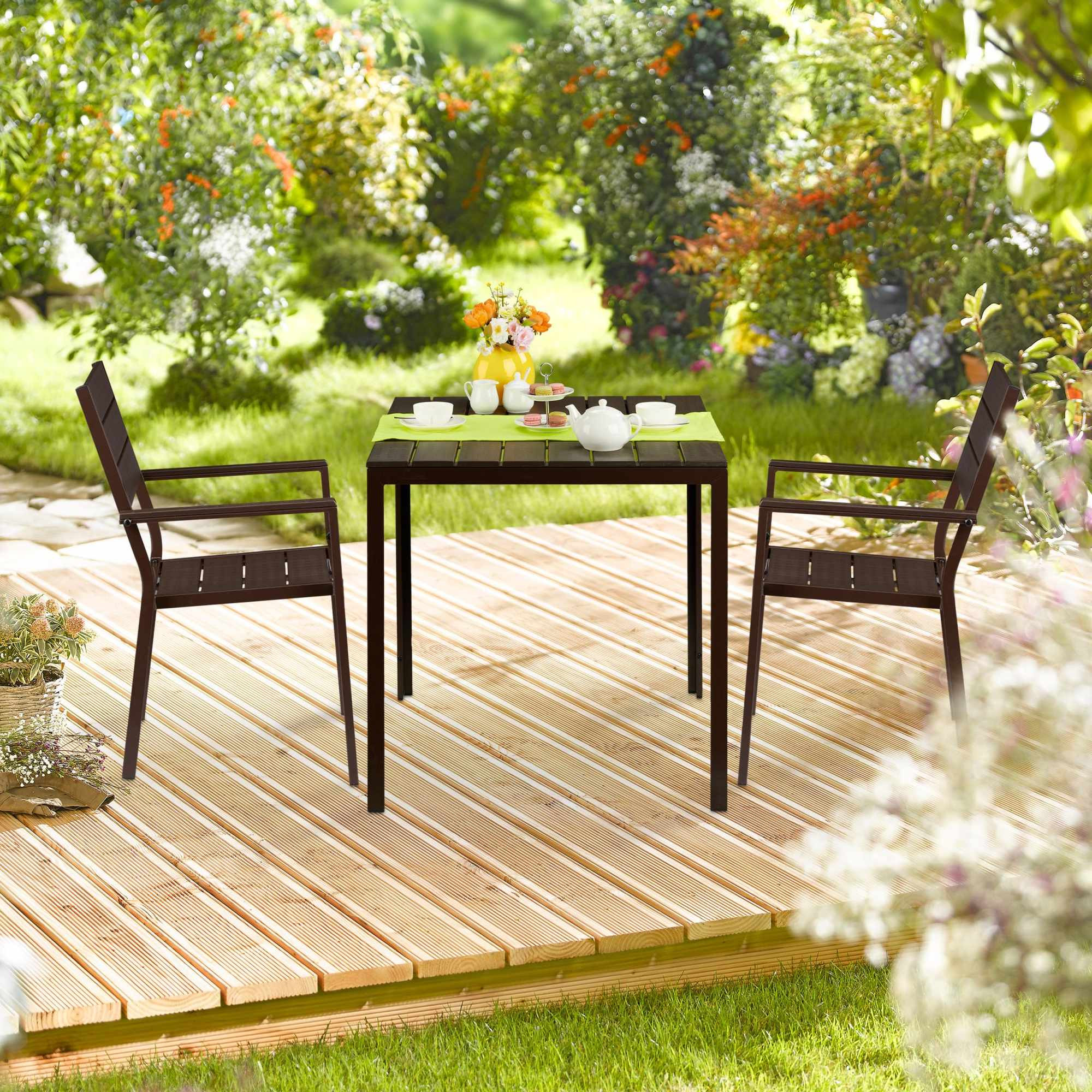 Table de jardin carrée effet bois