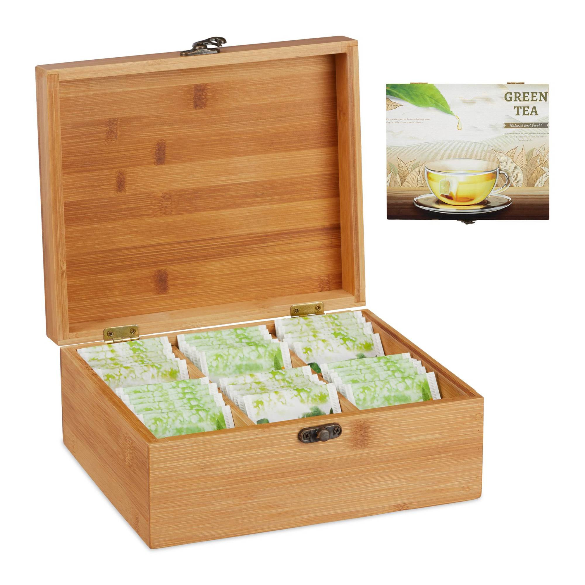 Boîte à thé en bambou à 6 compartiments