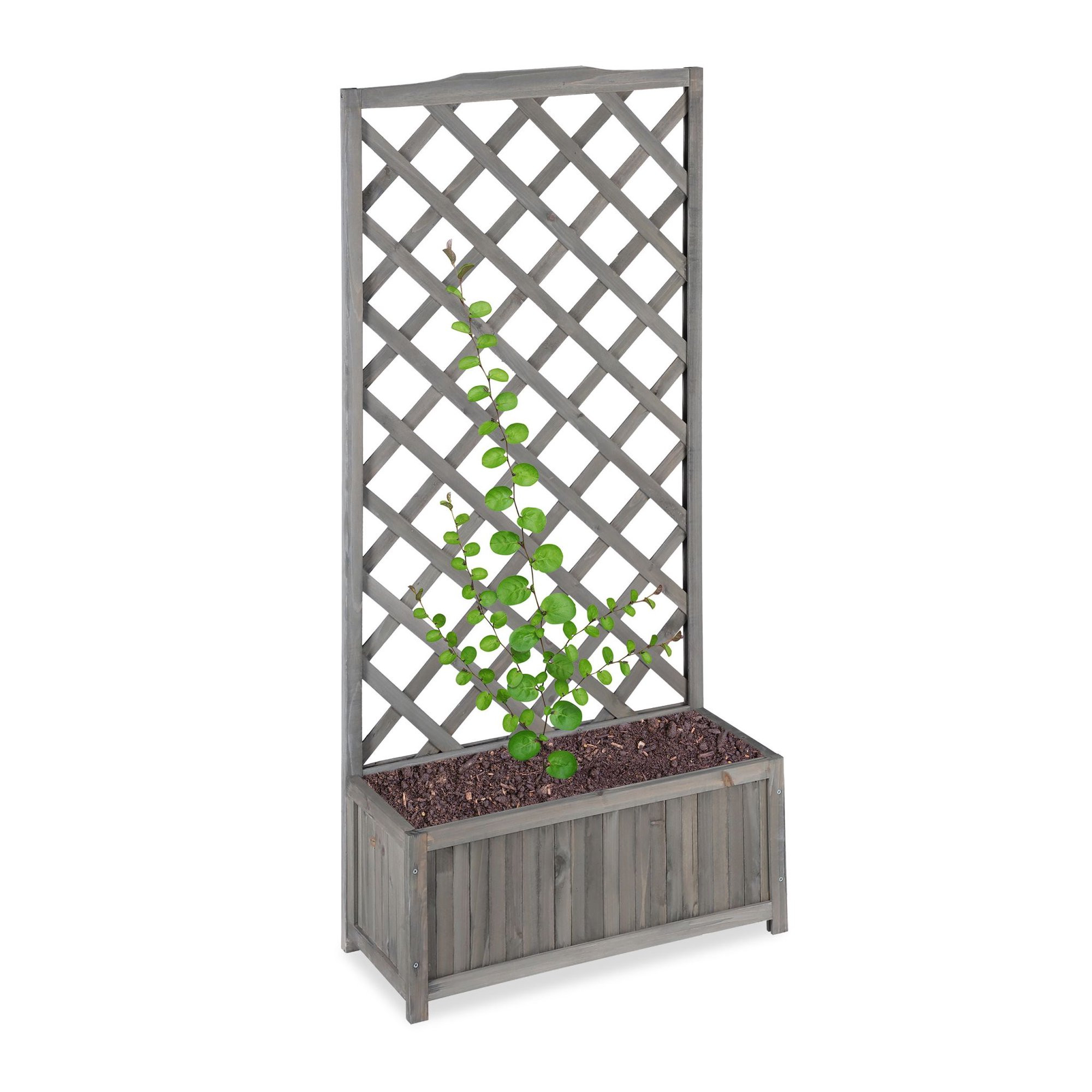 Grey Planter Box with Trellis
