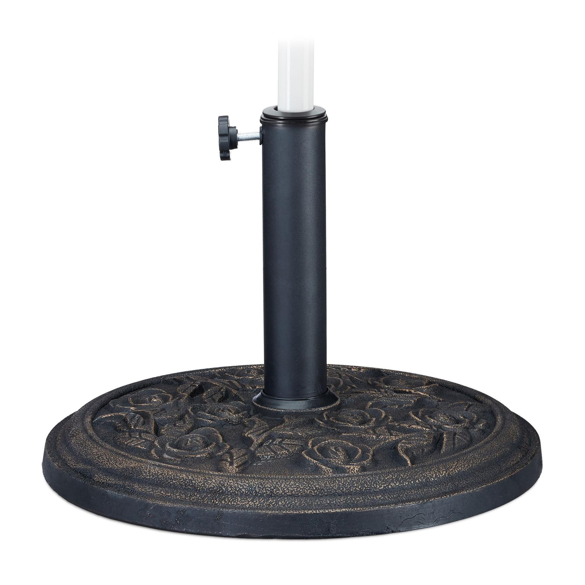 Black Parasol Stand with Rose Pattern