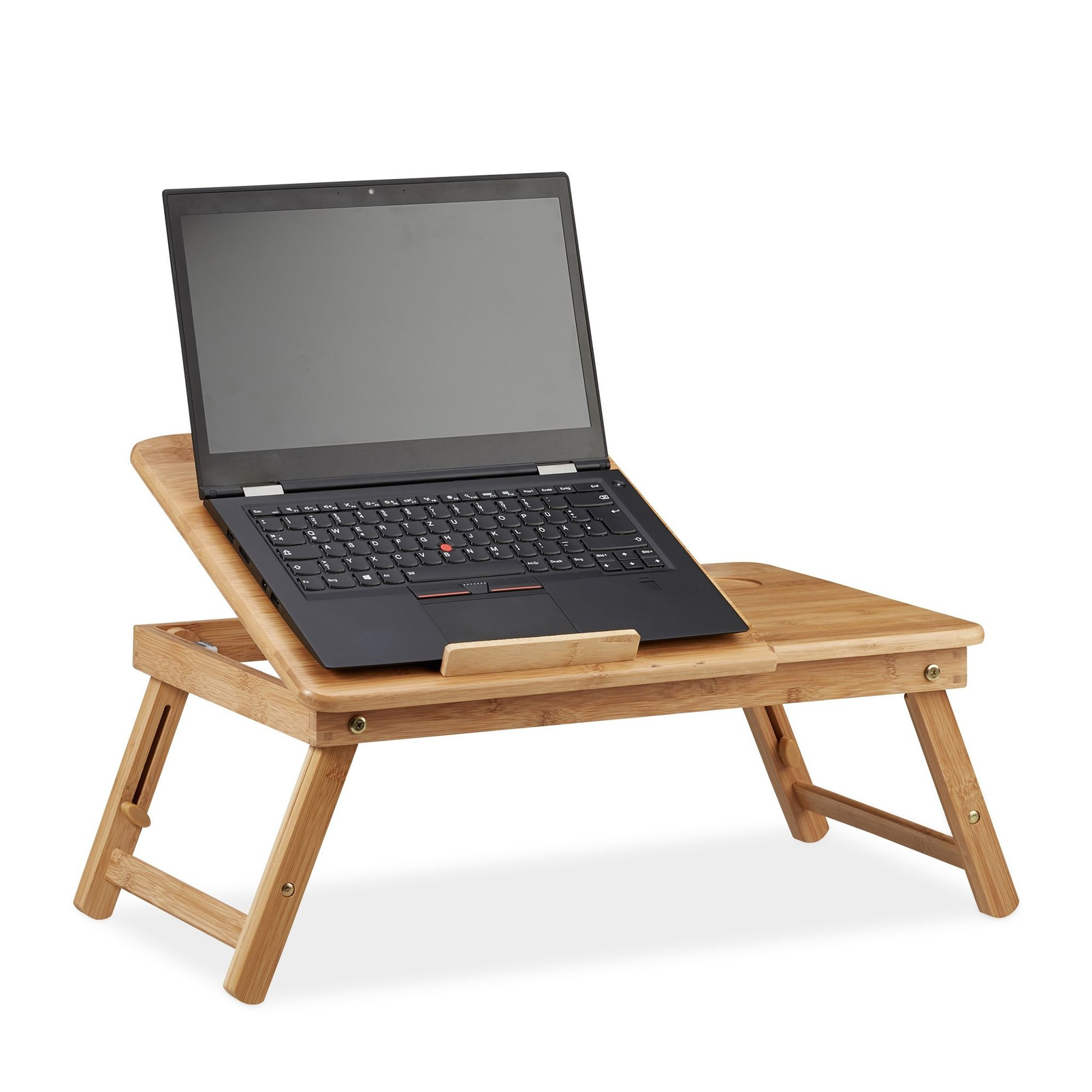 Height-Adjustable Bamboo Laptop Stand