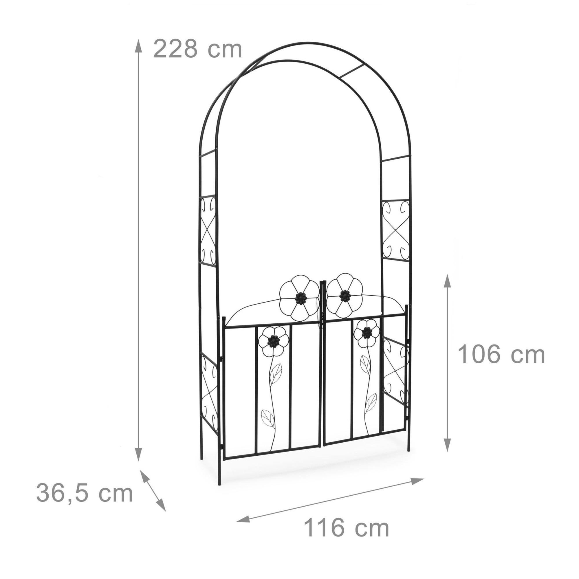 Arco de rosas com portão