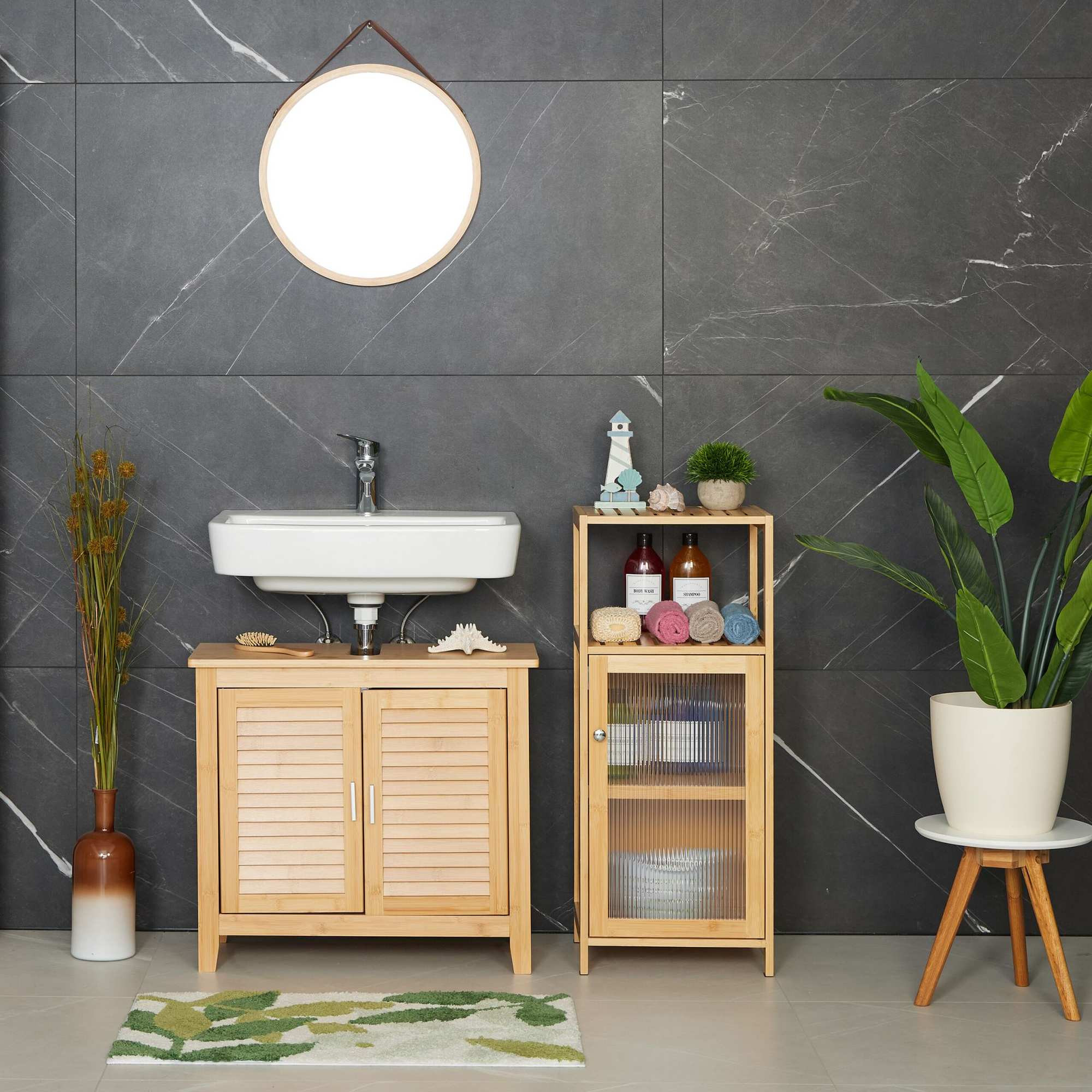 Bamboo bathroom cabinet