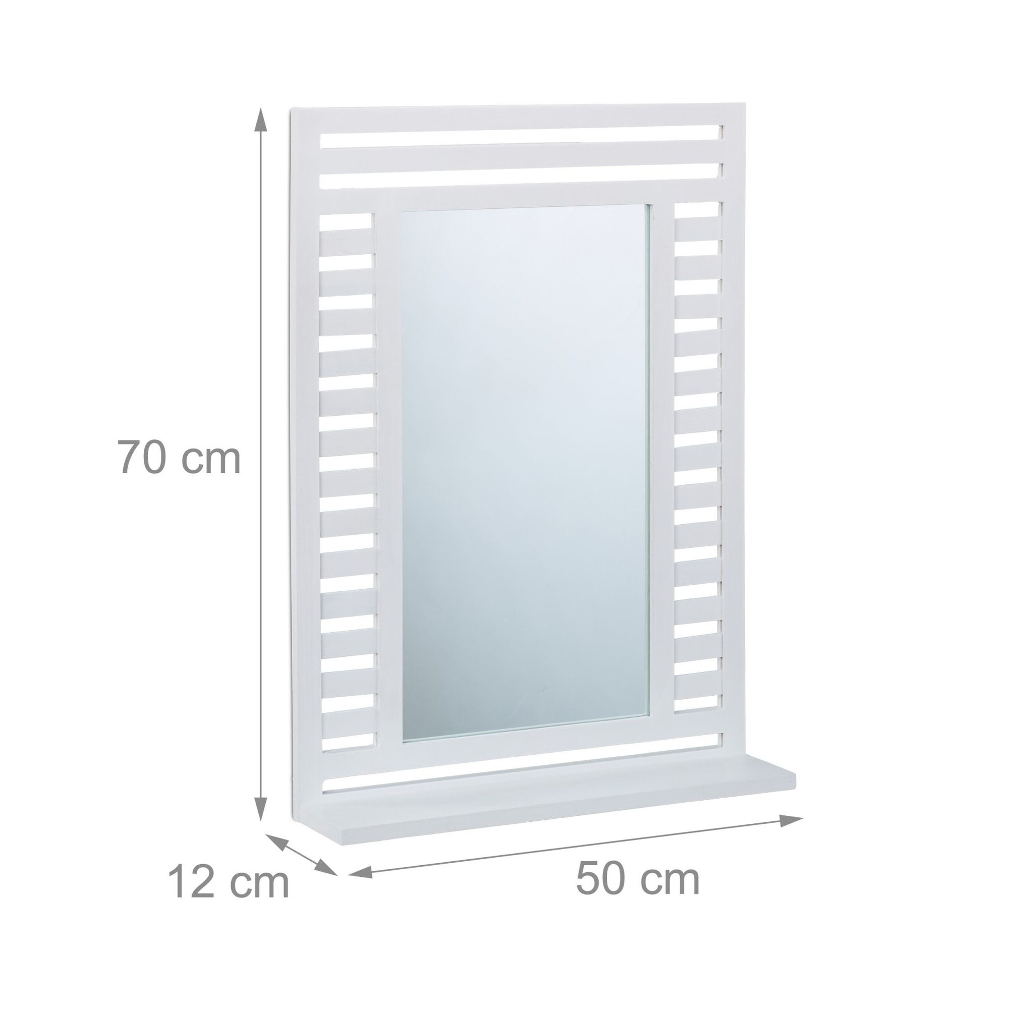 Bathroom mirror with shelf in white