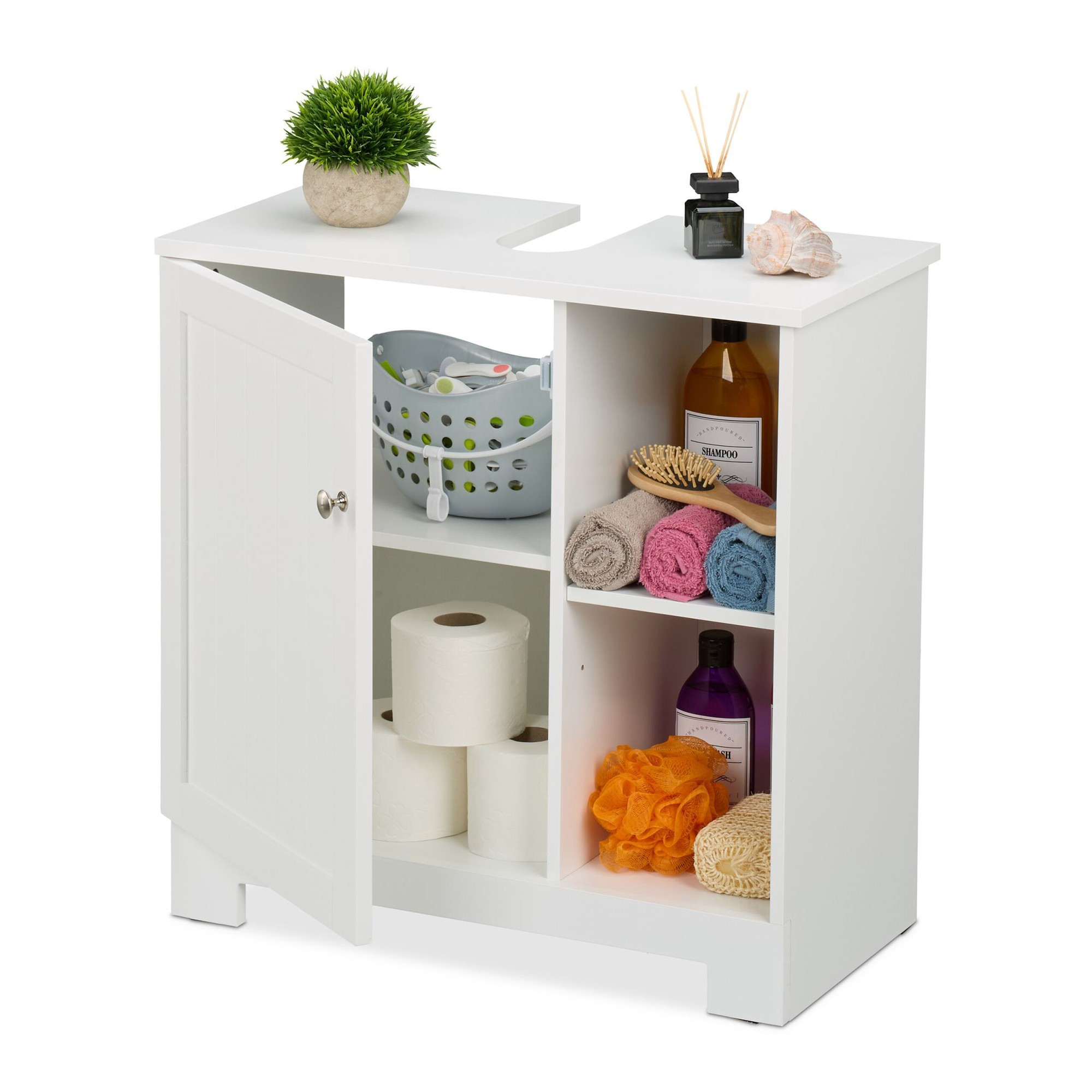 Mobile lavabo con anta e 4 scomparti