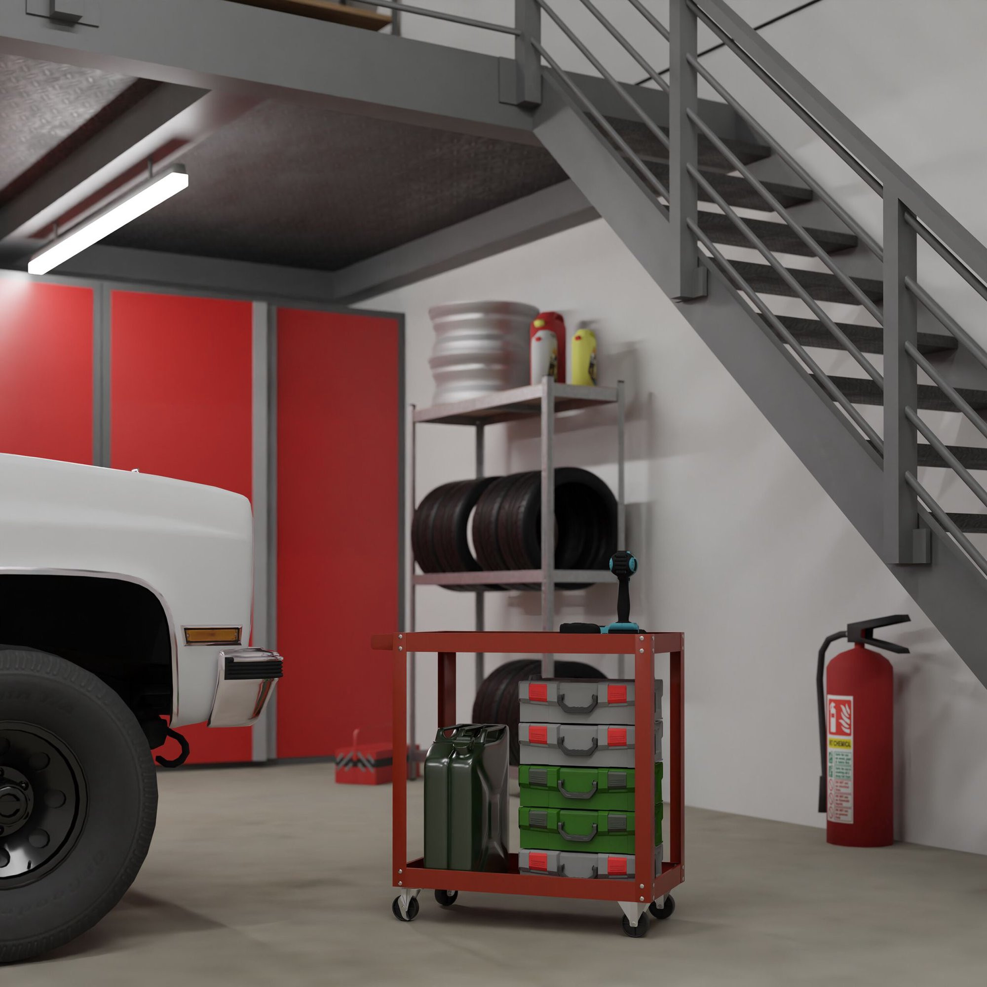 Carrinho de ferramentas com 2 prateleiras