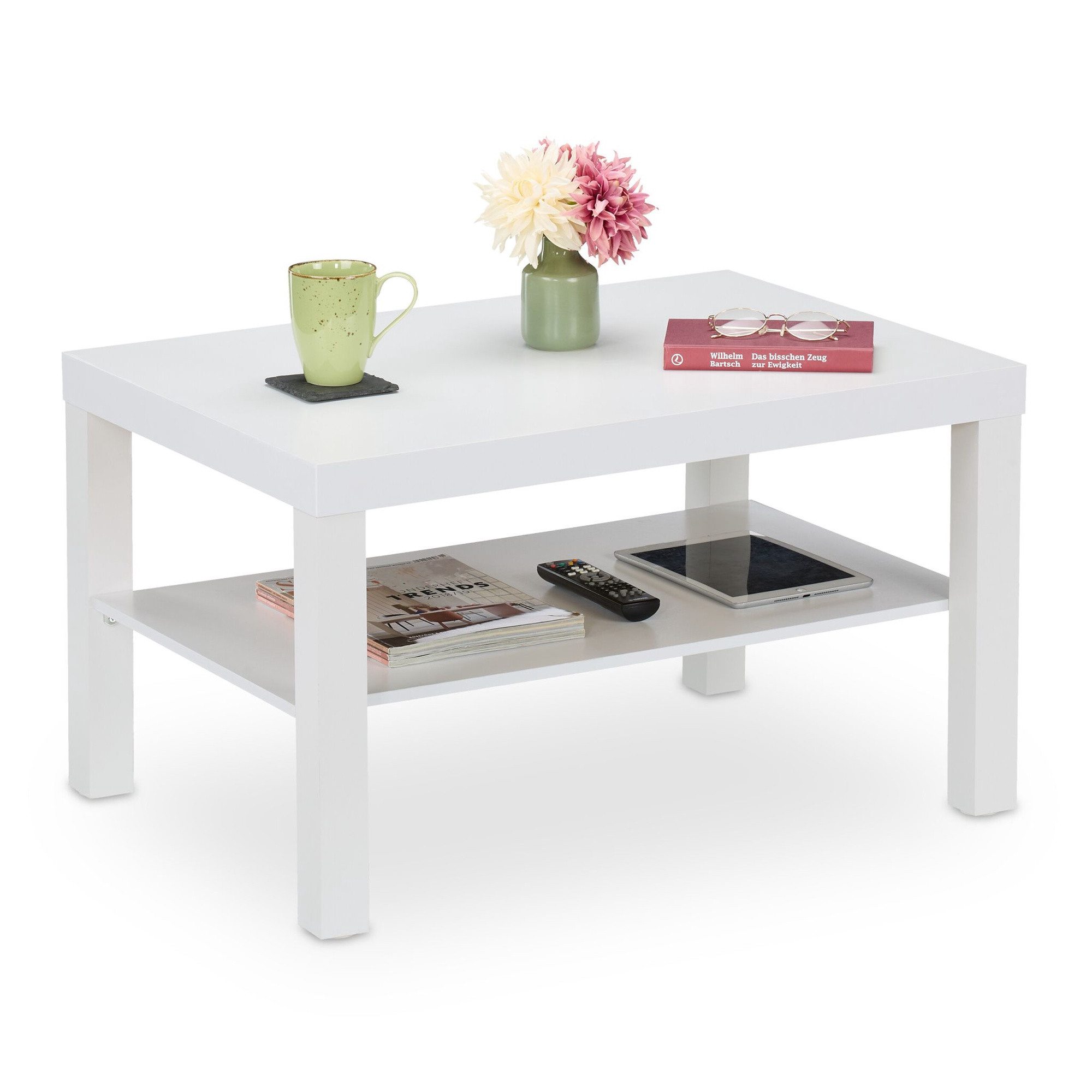 Table basse 2 étagères blanche
