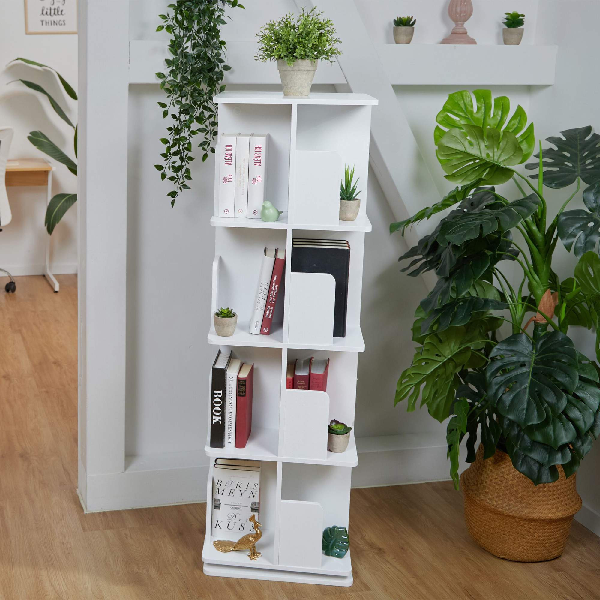 Librería giratoria blanca