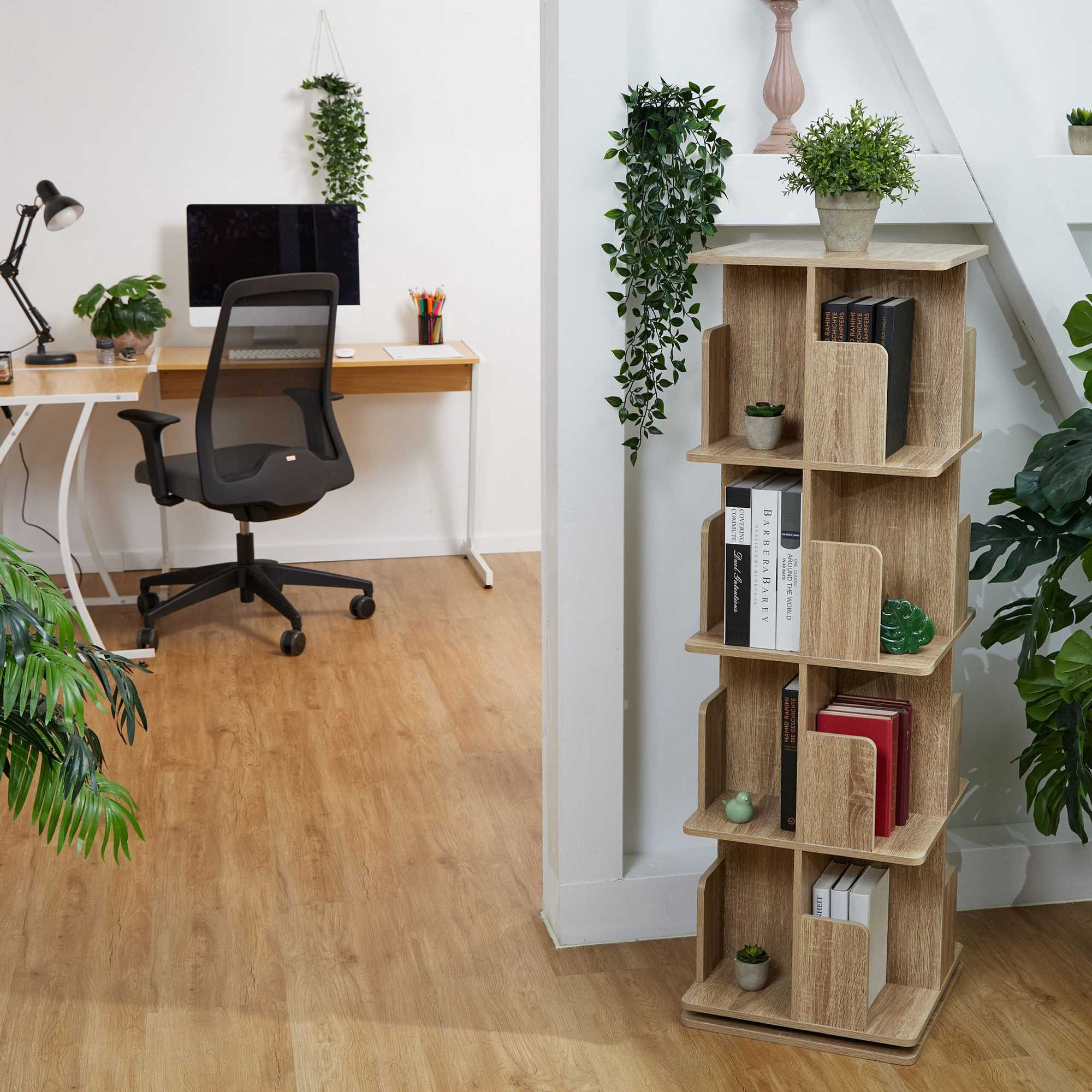 Bibliothèque d'angle aspect bois