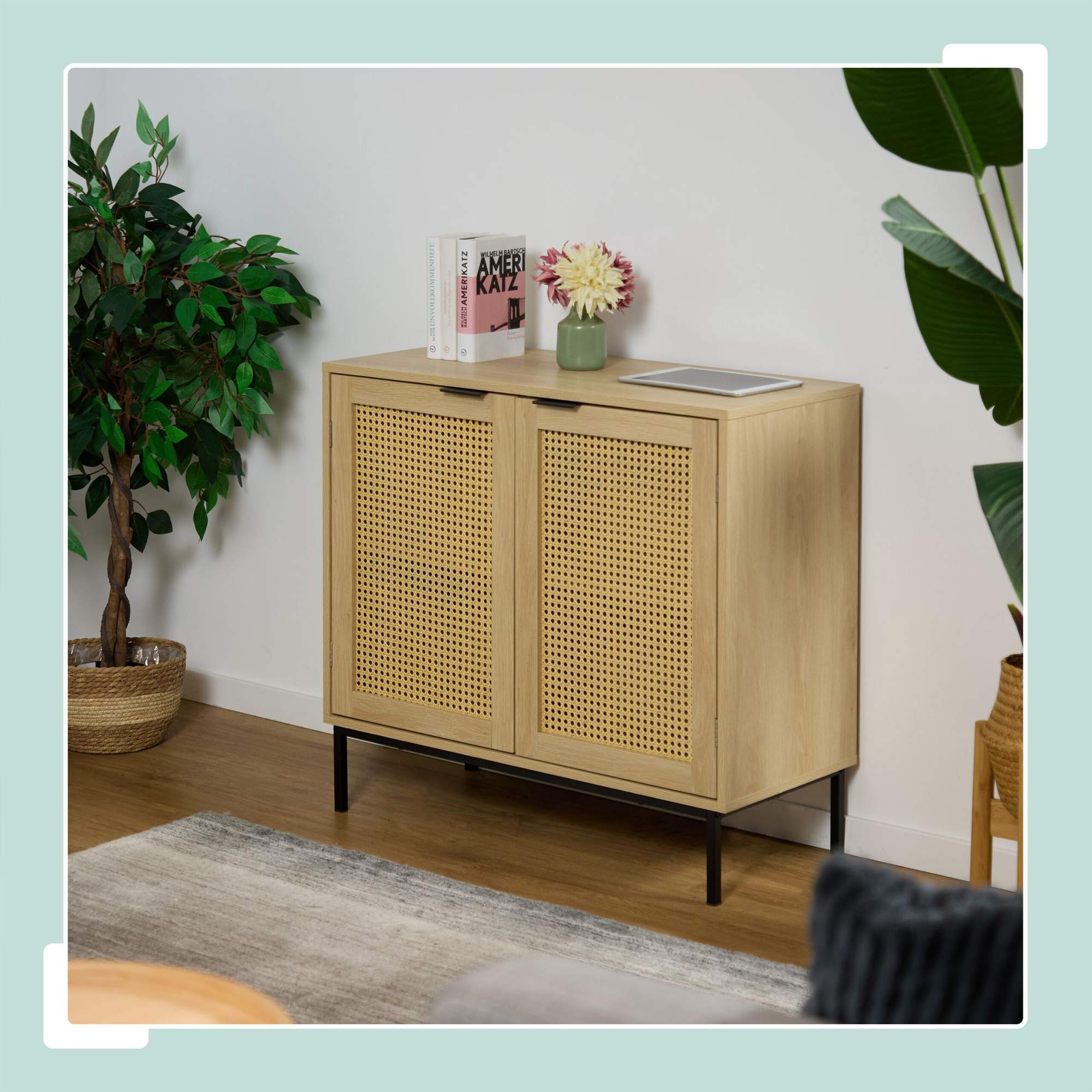 Sideboard mit 2 Rattantüren