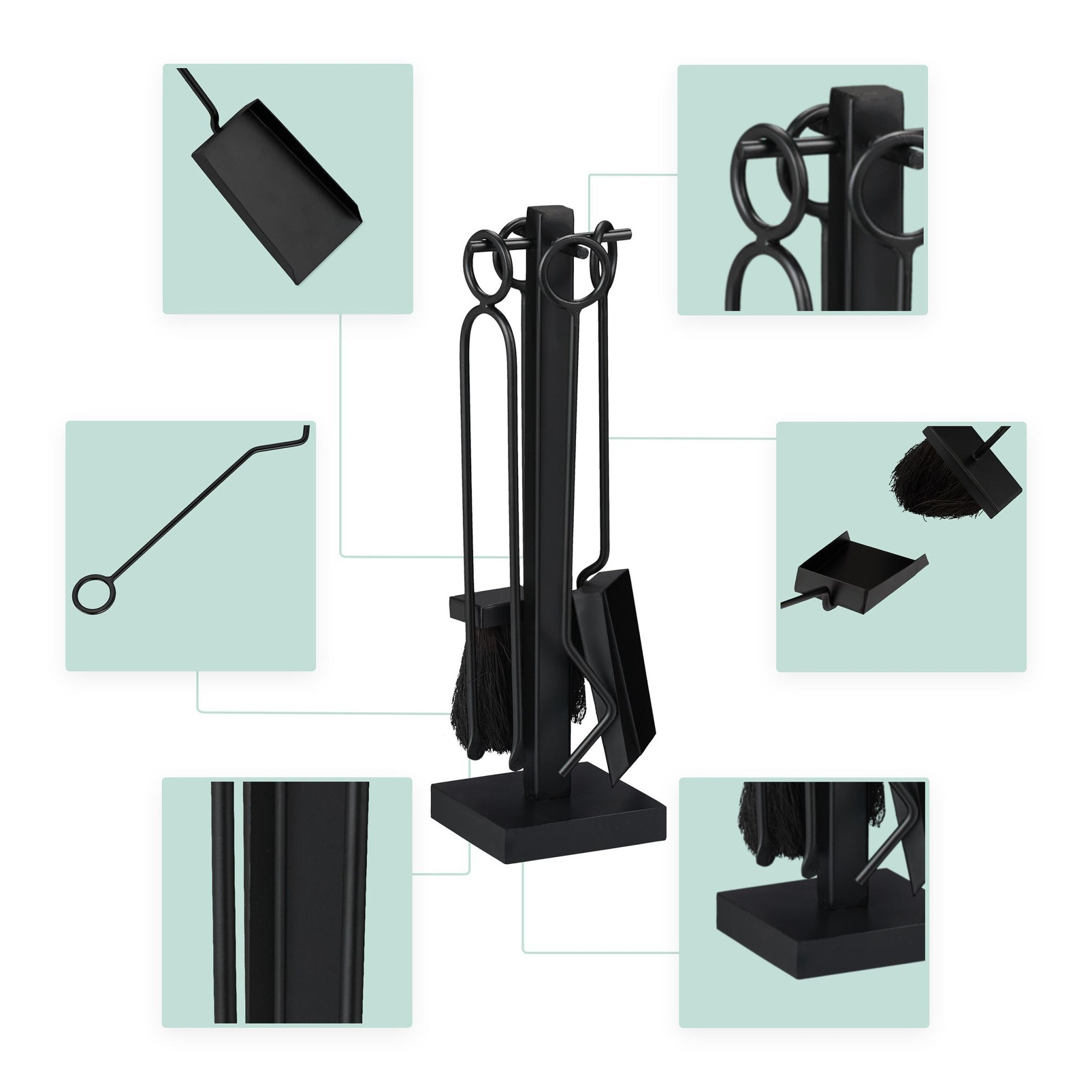 Ensemble de cheminée noir 5 pièces