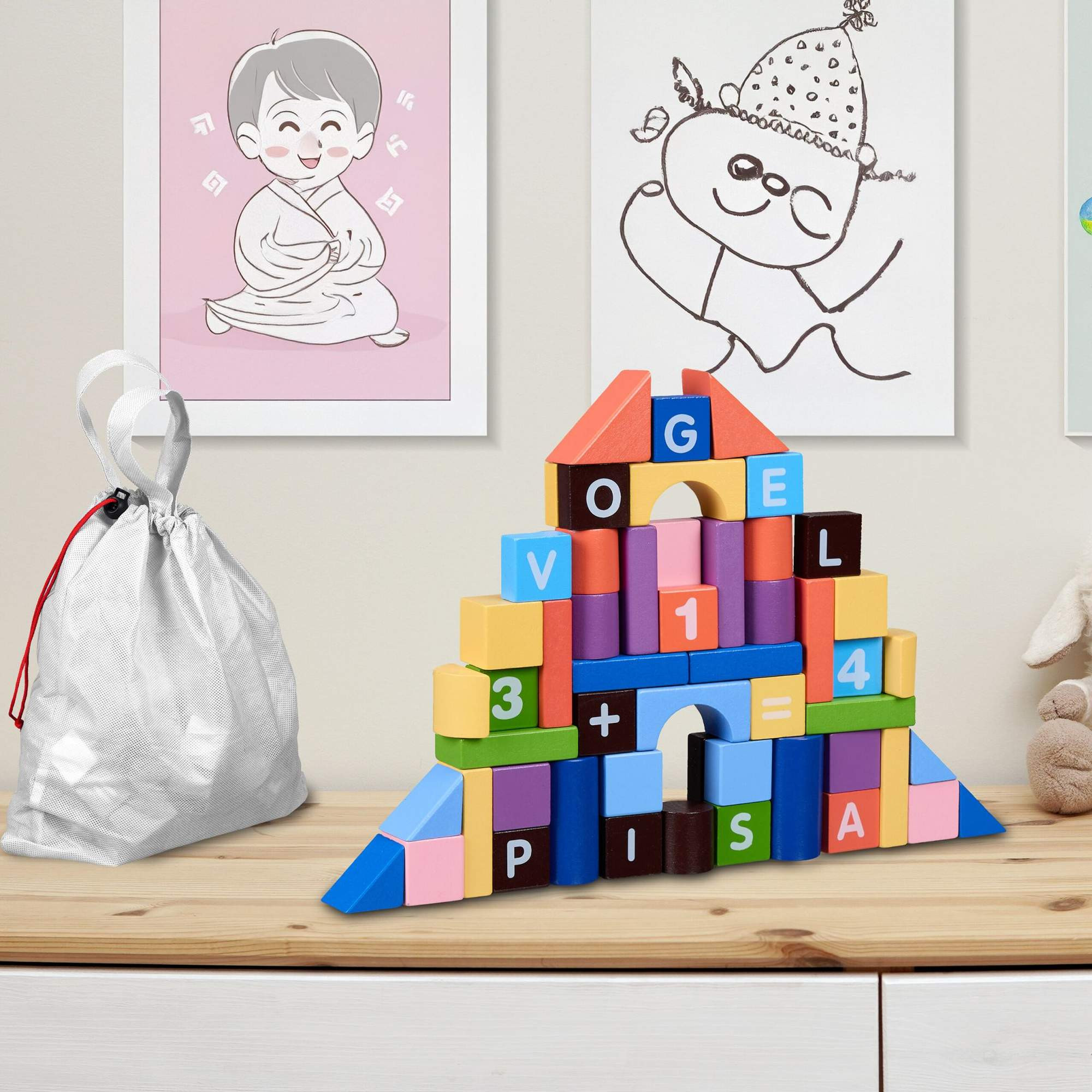 Blocs de construction colorés en ensembles