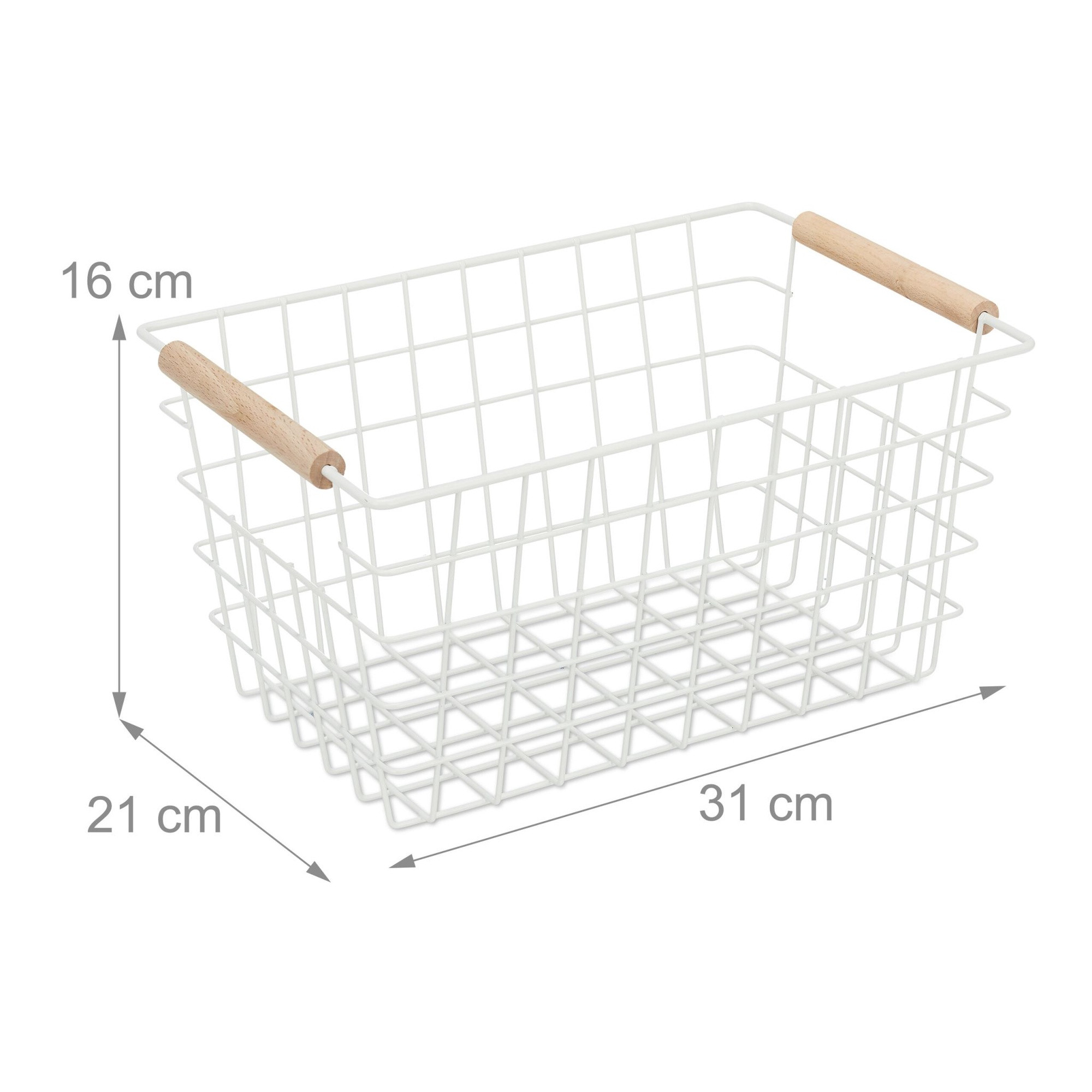Drahtkörbe mit Holzgriffen 3er-Pack